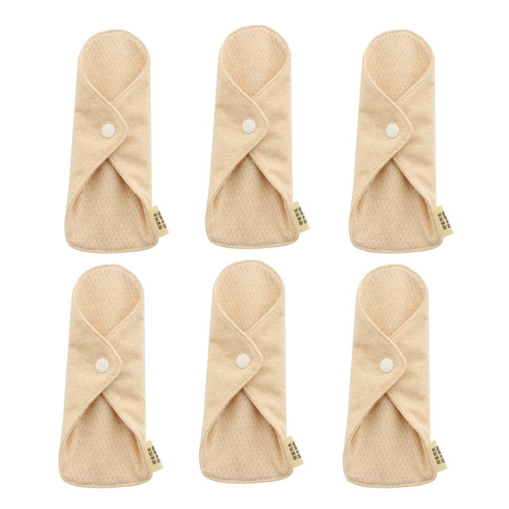 Luzhengyang Reusable Organic Cotton Panty Liners | Set of 6 Menstrual Pads | Washable Breathable Comfortable for Overnight Use | Women Girls Postpartum Soft Thin Feminine Pads