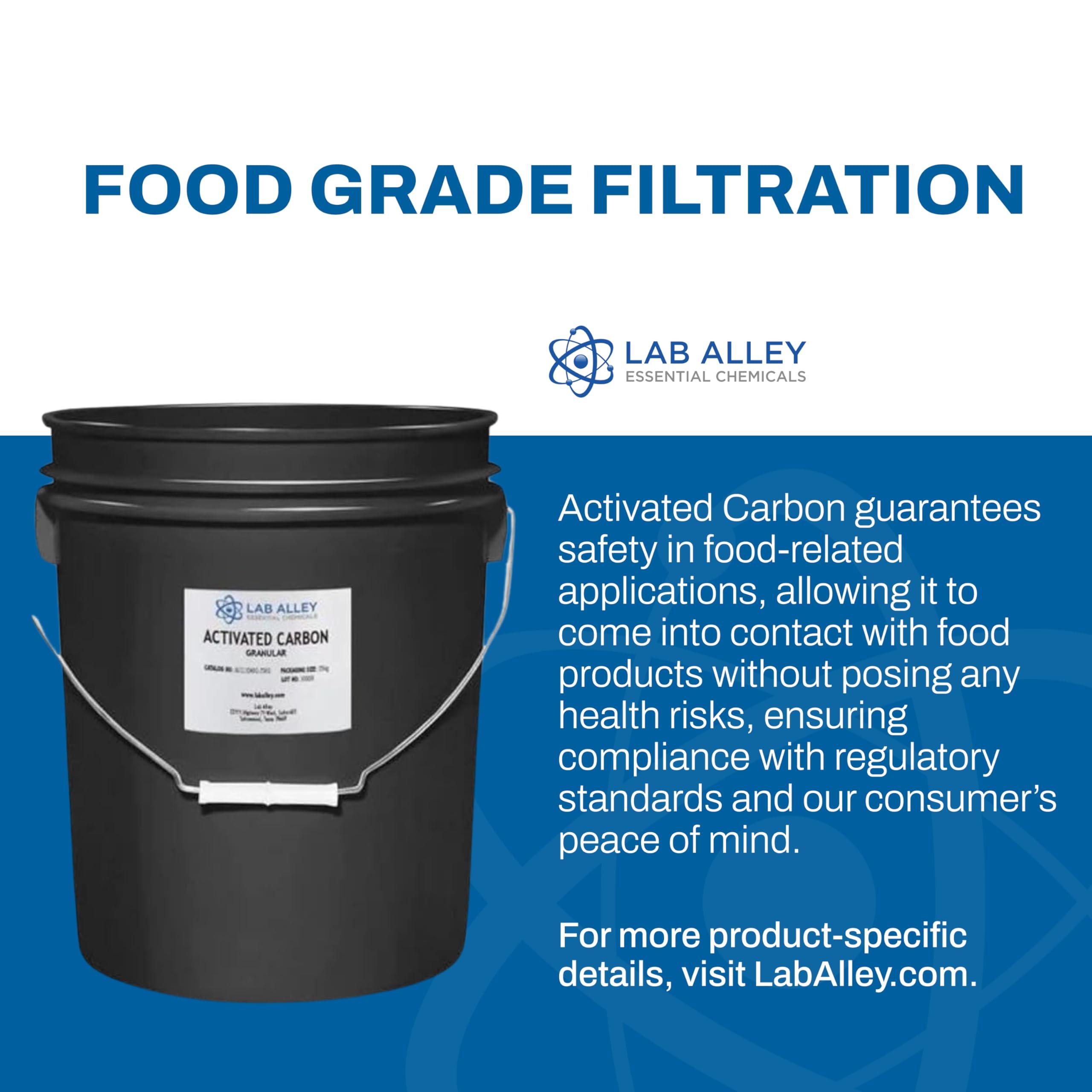 Lab Alley Lab Alley Activated Carbon (Charcoal), Granular, Food Grade, Kosher Certified, Ideal for Water Filtration, Air Filtration, Skin Care, and More (25 Kilograms)