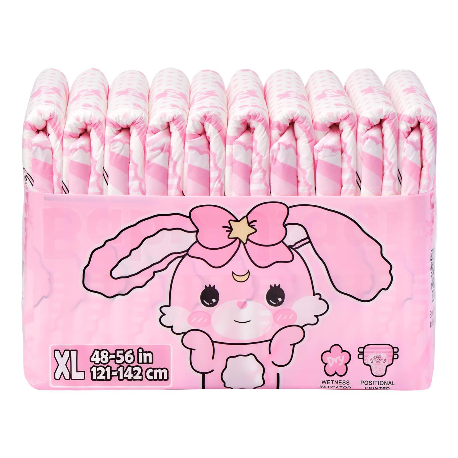 Littleforbig Littleforbig Adult Printed Diaper 40 Pieces (4 Packs) - Baby Usagi (X-Large 48\"-56\")