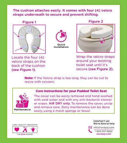 NOVA Medical Products NOVA Medical Products Toilet Seat Cushion and Riser, 4” Padded Toilet Seat Attachment Cover, For Standard and Elongated Toilet Seats, Vanilla
