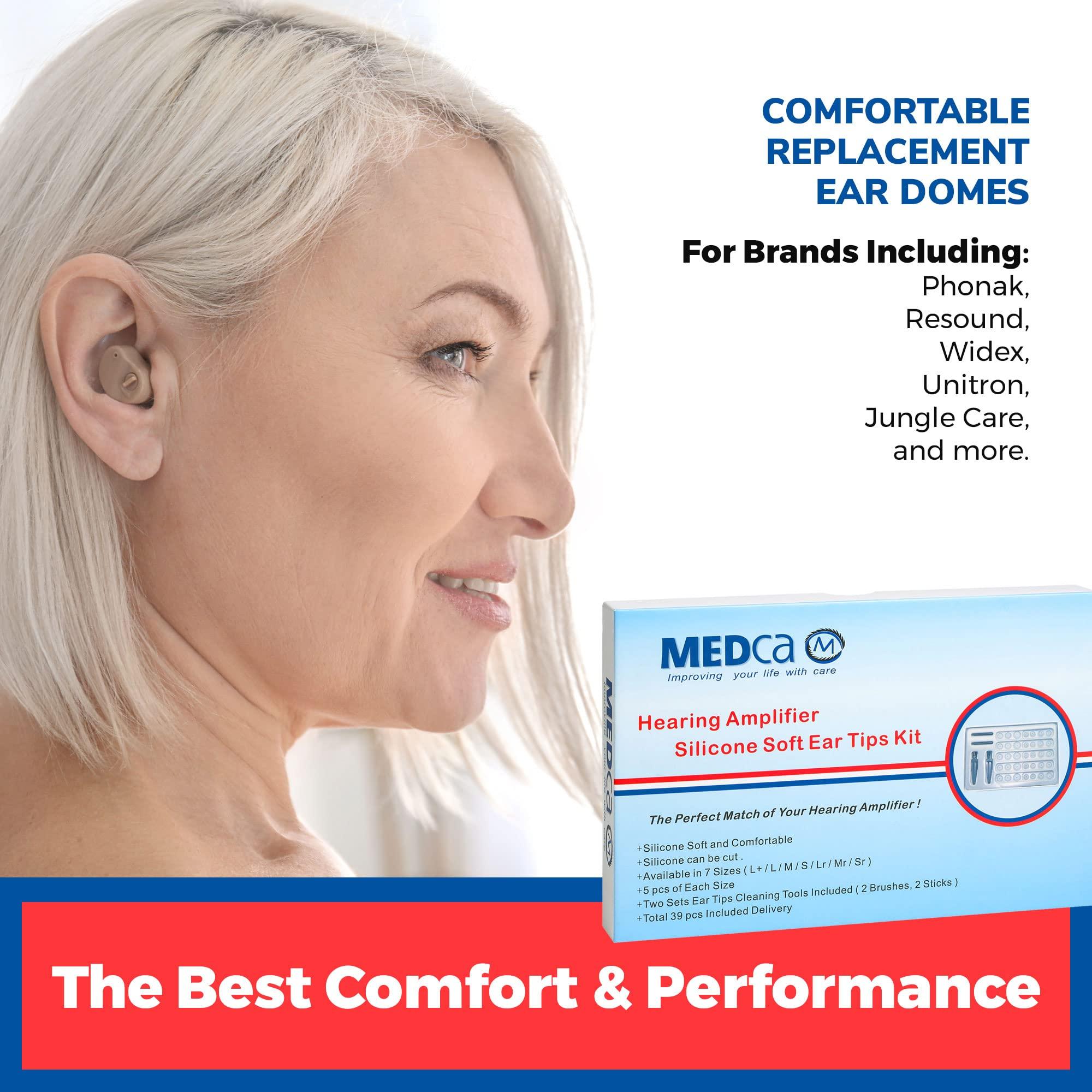 MEDca Hearing Aid Domes - Universal Domes for Hearing Aids - Sizes Small, Medium, Large & X-Large Earbud Replacements and BTE Hearing Sound Amplifiers, 2 Pack