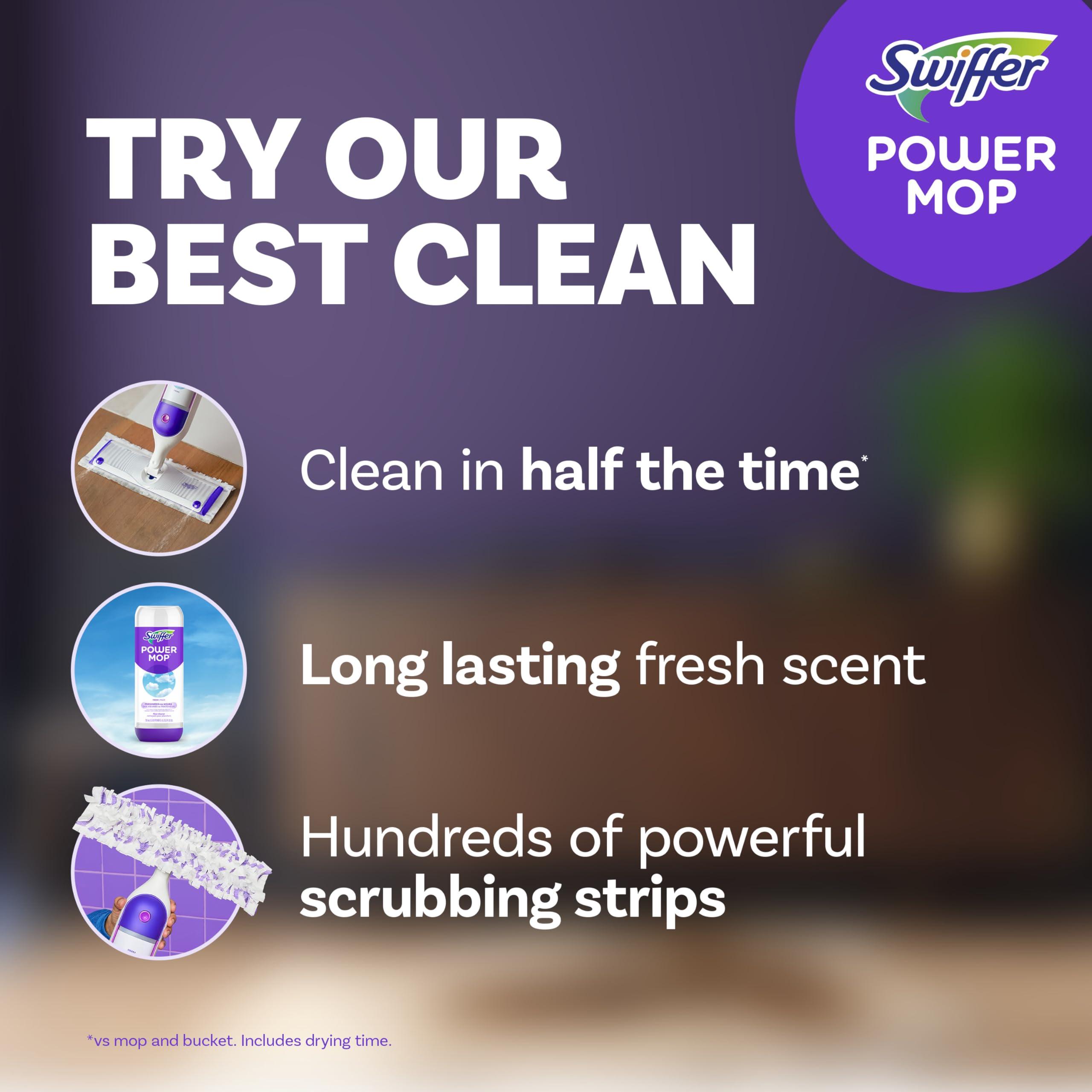 Swiffer Swiffer PowerMop Multi-Surface Mop Kit for Floor Cleaning, Includes PowerMop, 2 Mopping Pad Refills, 1 Cleaning Solution with Fresh Scent and 2 Batteries