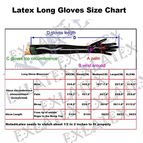 EXLATEX EXLATEX Latex Rubber Black Long Gloves Outfits Accessory Plus Size (Large, Pink)