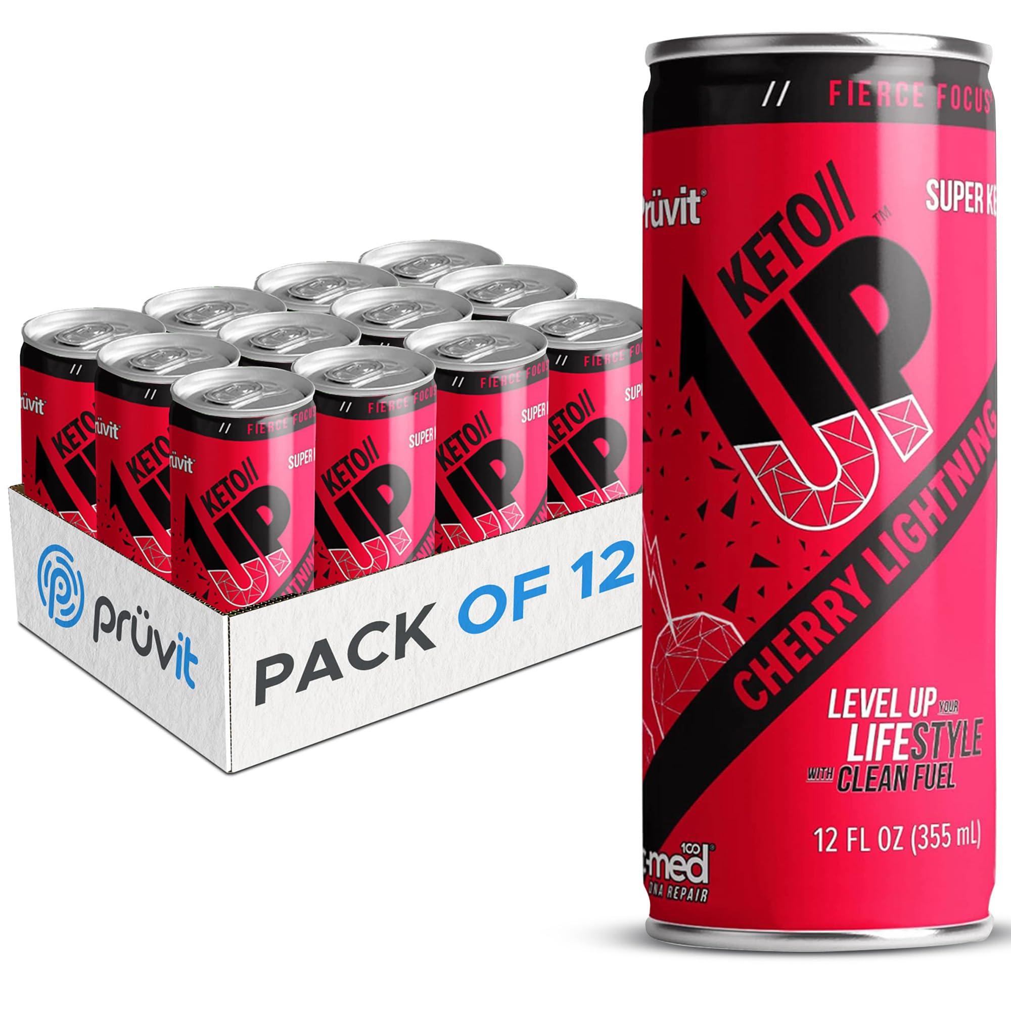 PRVIT The Cherry Lightning Keto//Up Drink Ready-to-Drink Ketones for Focus for Men and Women - 12 Pack