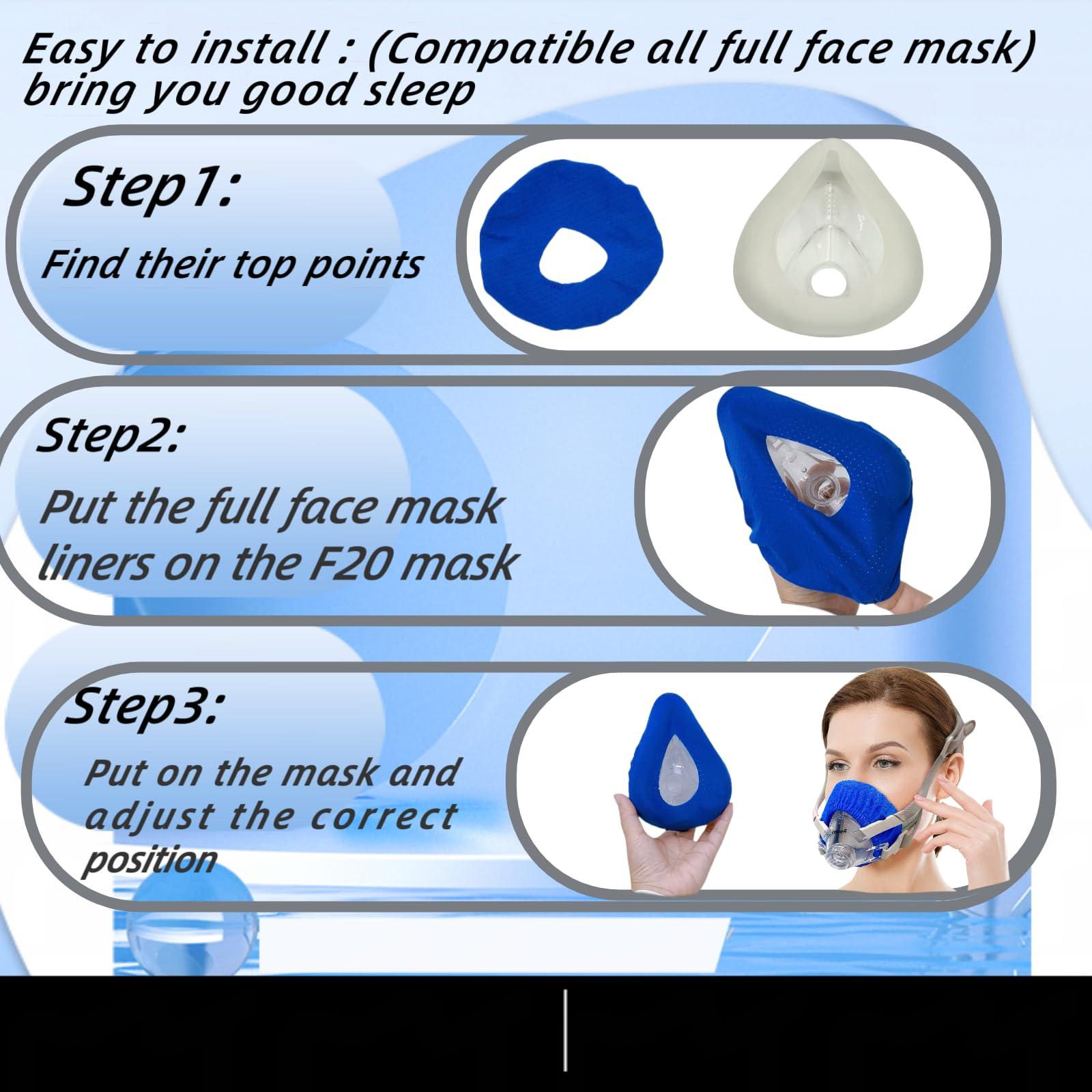 playWooWgo 4 Pack CPAP\' Mask Liners, Covers for Seal Mask Cushion Comfort Silky CPAP\' Mask Covers One Size Fit All Full Face Masks,Improve The Comfort of Wearing The Mask (Blue)