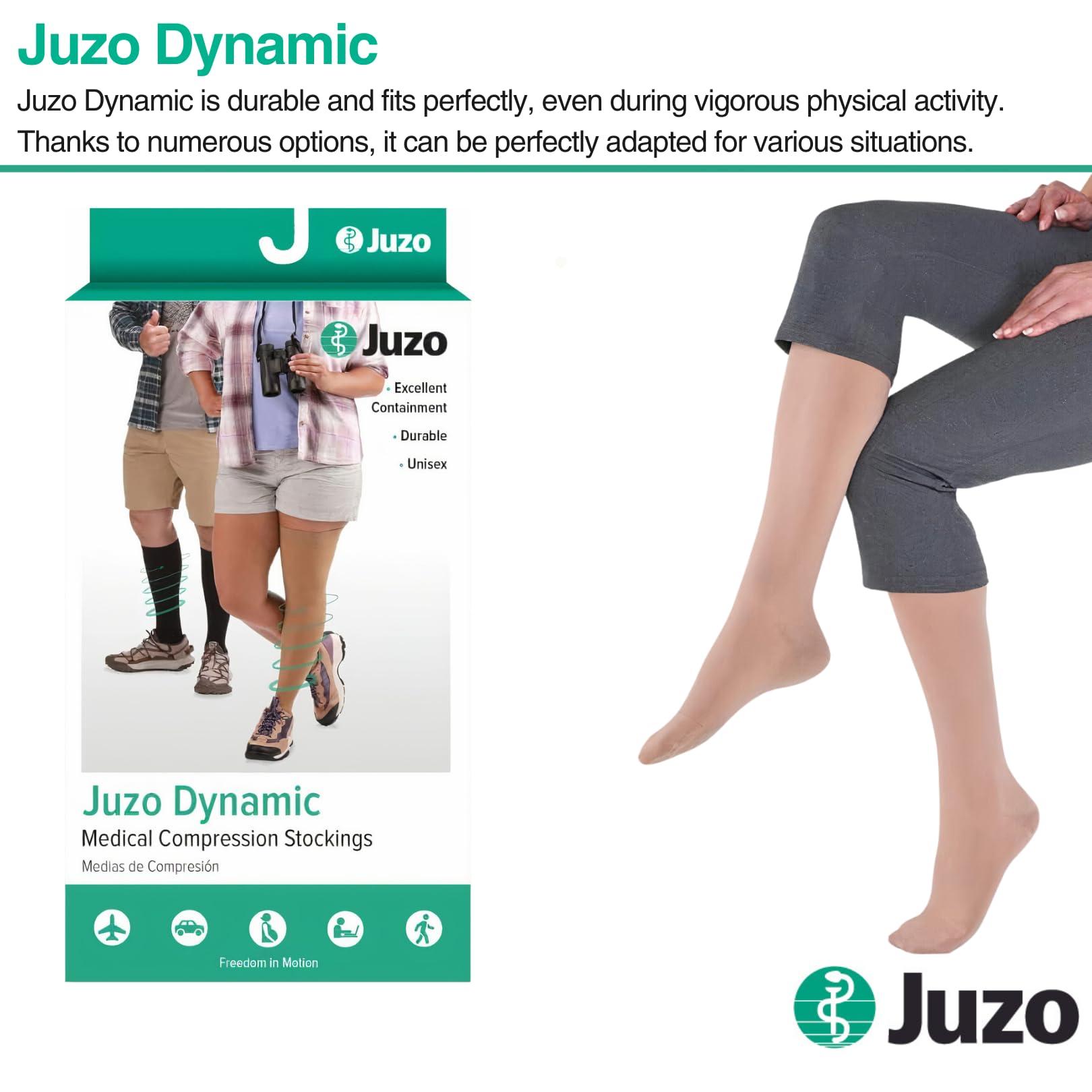 Juzo Juzo Dynamic 20-30 mmHg Compression Stockings, Knee High, Closed Toe | Compression Socks for Moderate Varicosities & Edema, Post-Sclerotherapy, Post-Op | Beige, Small (II) Petite