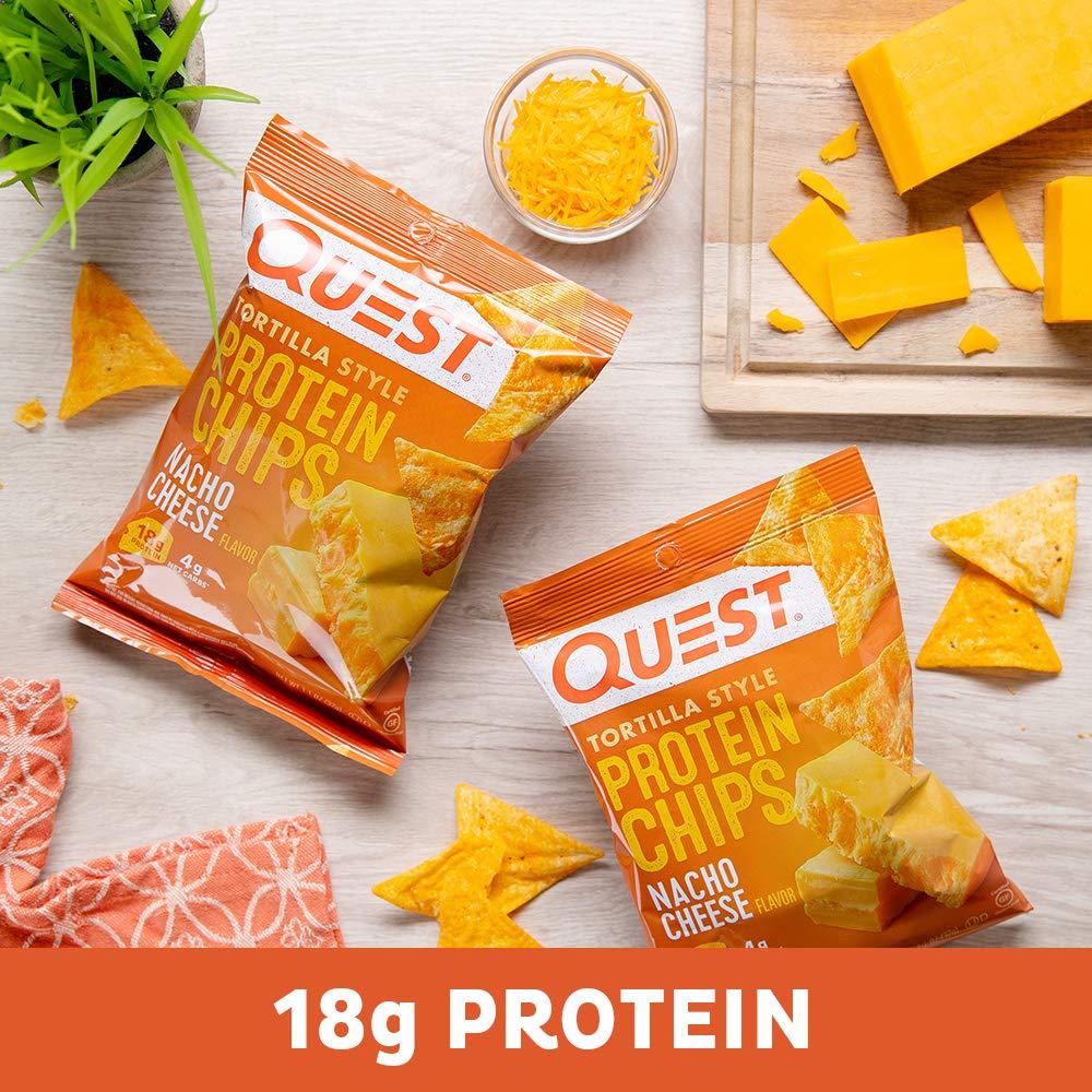 Quest Nutrition Quest Nutrition Tortilla Style Protein Chips, Low Carb, Nacho Cheese 1.1 Ounce (Pack of 12) & Cheese Crackers, Cheddar Blast, High Protein, Low Carb, Made with Real Cheese, 12 Count (1.06 oz bags)