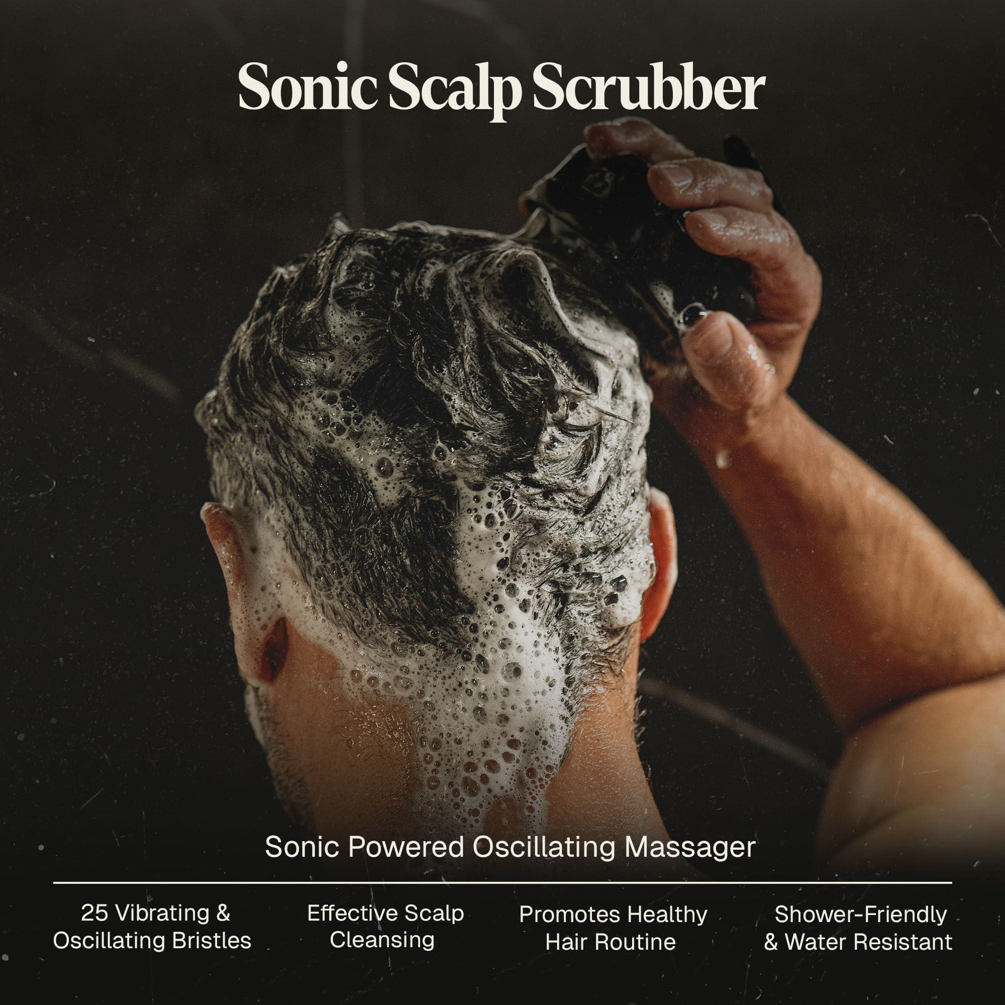 Black Wolf Black Wolf Sonic Scalp Scrubber - Electric Hair & Scalp Massager Brush with 3-Speed Oscillation - Rechargeable Shower Brush & Head Scrubber with Soft Silicone Bristles for Deep Clean & Exfoliation