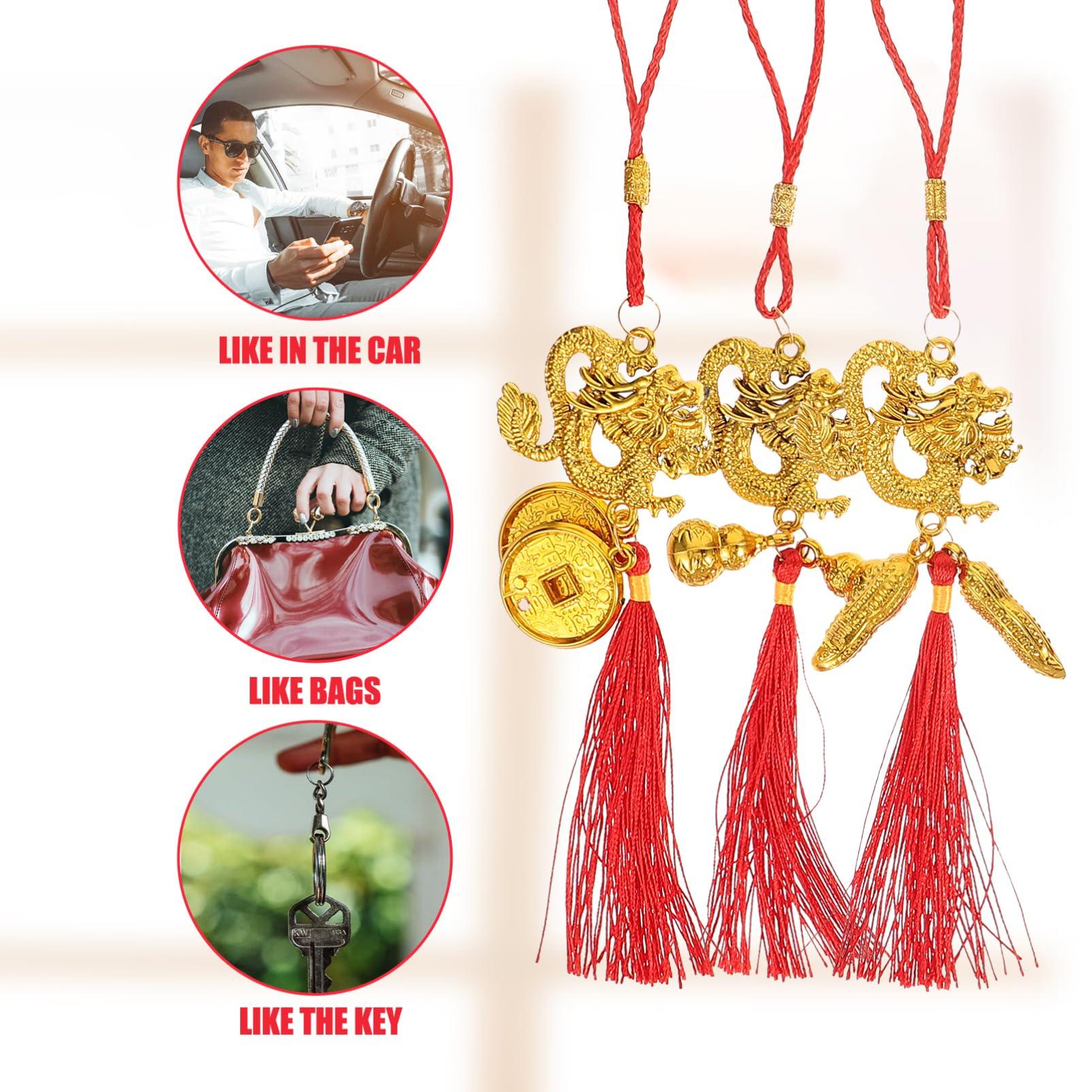 Cabilock 10pcs Good Luck Charms Chinese Style Chinese Chinese red Knot Chinese Decor car Accessories Lucky Knot Lucky New Year Ornaments Christmas Dragon Decor Ornament Rearview Mirror