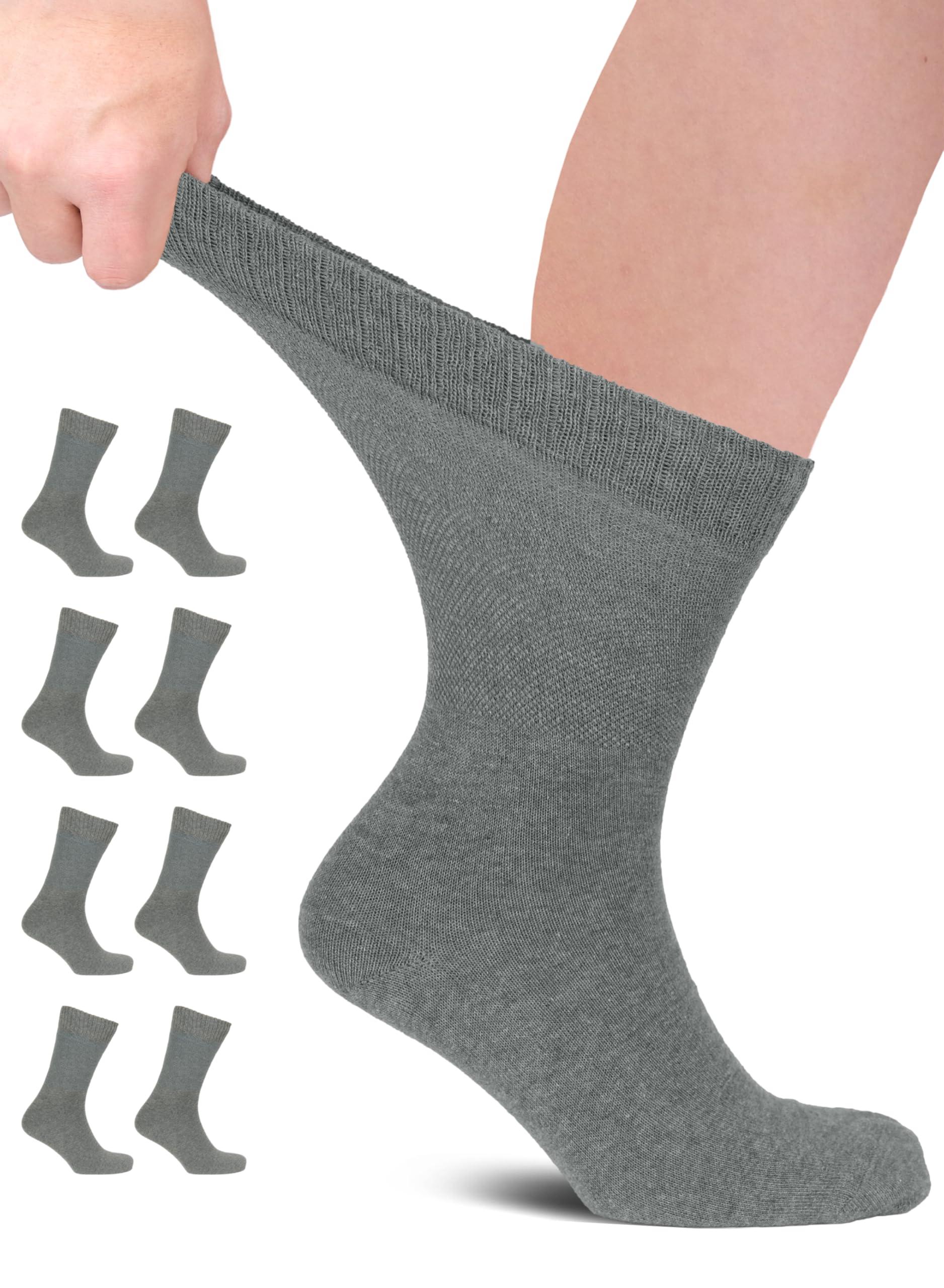 Hugh Ugoli Hugh Ugoli Men\'s & Women\'s Cotton Diabetic Crew Socks, Melange Gray, X-Large, Shoe Size: US 12-14 for Women & US 11-13 for Men, 8 Pairs