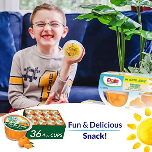 Dole Dole Fruit Bowls Mandarin Oranges in 100% Juice Snacks, 4oz 36 Total Cups, Gluten & Dairy Free, Bulk Lunch Snacks for Kids & Adults