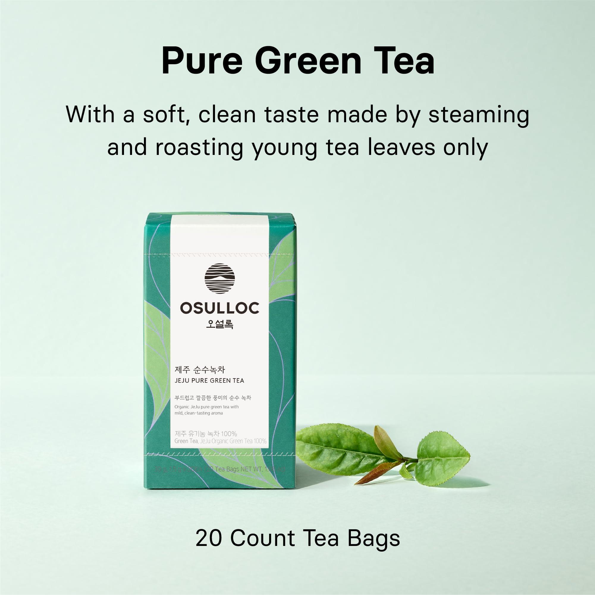 Osulloc OSULLOC Pure Green Tea (Mild, Clean tasting Aroma), USDA Organic, Premium Blended Tea from Jeju, Tea Bag Series 20 count, 1.06 oz, 30g