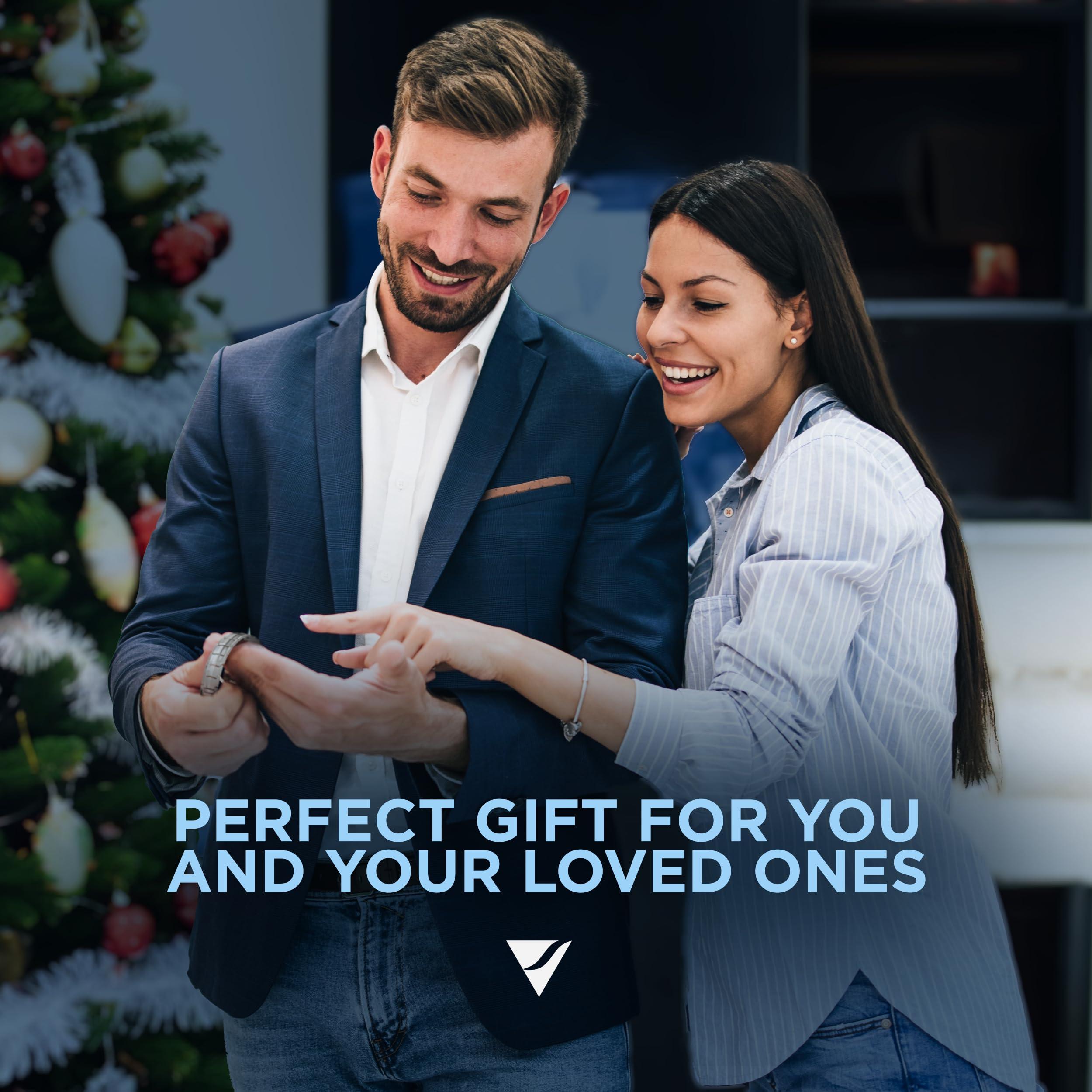 Vigor Wave Vigor Wave Magnetic Therapy TITANIUM Bracelet for Men Stylish 2X Strength Magnetic Bracelet for Relieving Pain and Improving Circulation + Premium Sizing Tool & Gift Box, Black