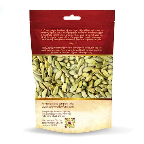 Spicy World Spicy World Green Cardamom Pods 3.5 Oz - As Seen on Tik Tok - Premium Quality Whole Green Cardamom Pods | Vegan | Large | Aromatic Cardamon