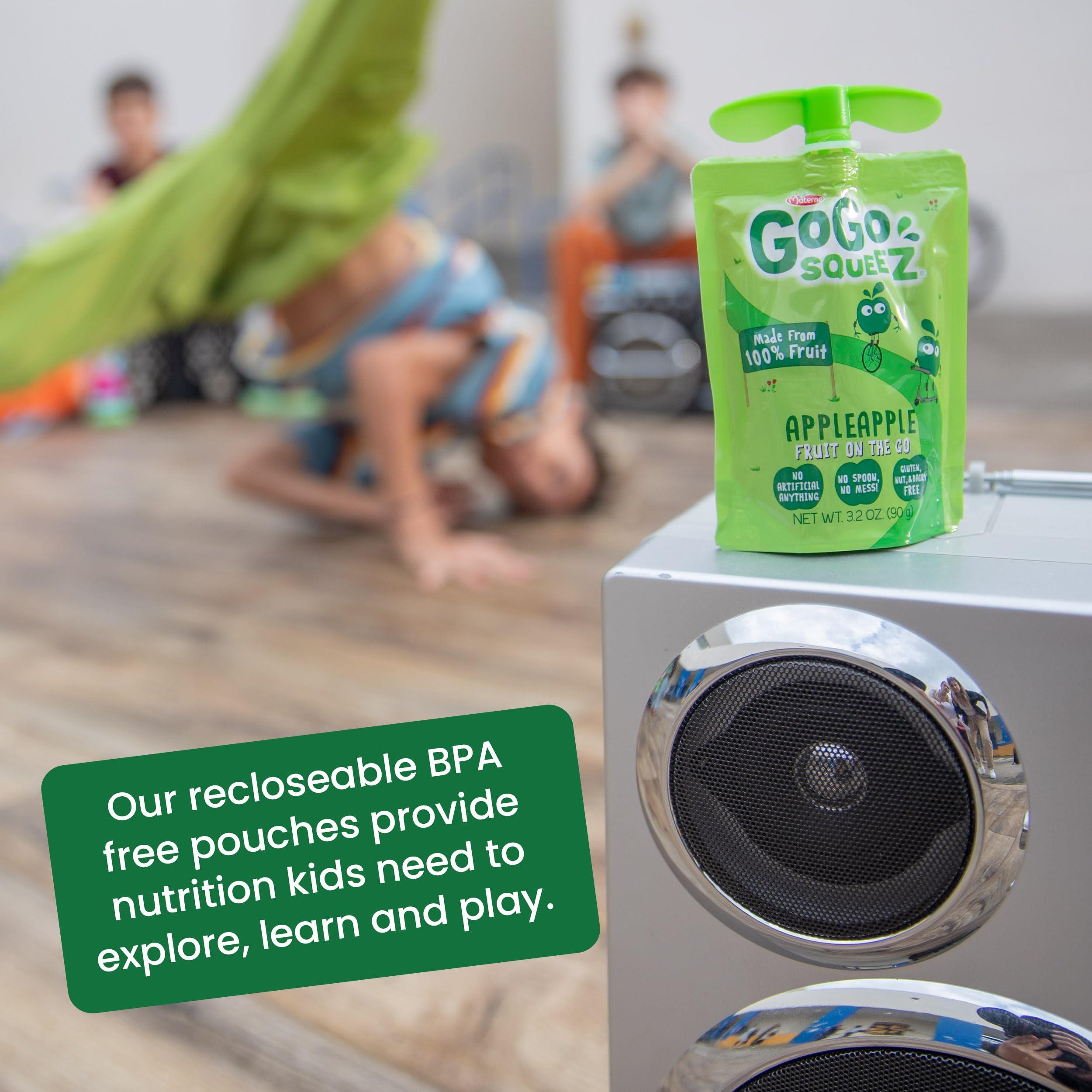 GoGo SqueeZ GoGo squeeZ Applesauce and Fruit Puree Variety Pack, Apple & Cinnamon, 3.2 oz (Pack of 20), Unsweetened Fruit Snacks for Kids, Gluten Free, Nut Free and Dairy Free, BPA Free Pouches