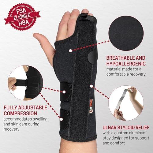 Ezy Wrap Ezy Wrap The Boxer Orthopedic Hand & Wrist Brace Wrist Support Brace for Women & Men Comfortable Wrist & Hand Wraps w/Finger Splints for Metacarpal Fracture, Sprain, or Swelling (Black) - Regular