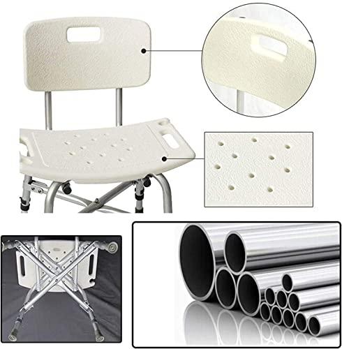 YOODODO YOODODO Heavy Duty Shower Stool, Elderly Disabled Ergonomic Aid Bathroom Seat Height Adjustable Easy Tools-Free Assembly Bench Shower Chair, 51cm, White