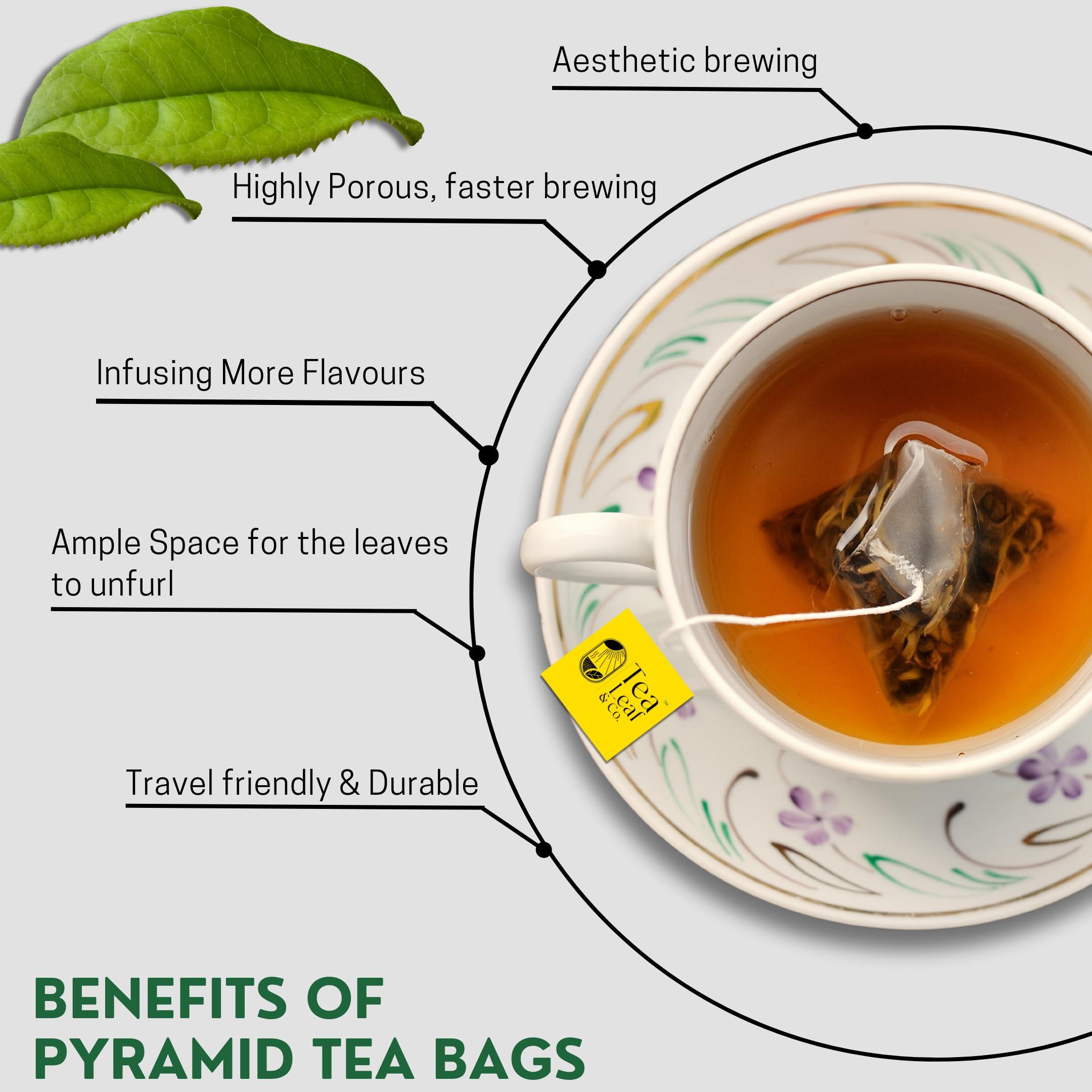 Tea Leaf & Co. Tea Leaf & Co. Pure Mint Herbal Tea Bags, Peppermint & Spearmint, Loose leaf 100 Pyramid Teabags, Blended with Fresh Ingredients, Natural Herbal Tea, Gluten Free