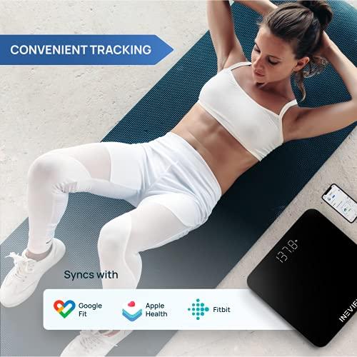 inevifit INEVIFIT Smart Bathroom Scale, Highly Accurate Bluetooth Digital Bathroom Body Weight Scale, Precisely Measures Weight & BMI for Unlimited Users (S-Black)