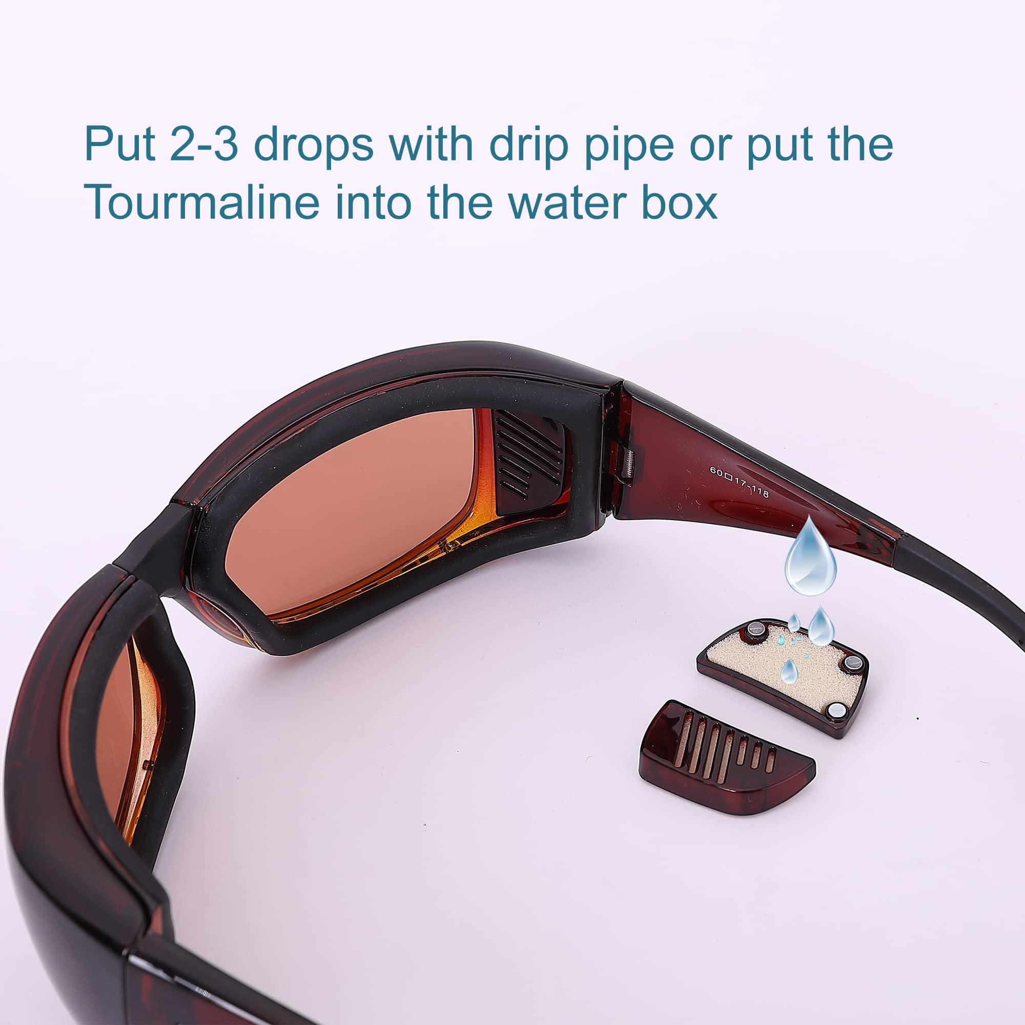 Yourga Yourga Dry Eyes Relief Eyeglasses, Rectangular Polarized Sunglasses, UV Protection, Moisture Chamber Glasses for Men/Women Outdoor (Sandalwood)