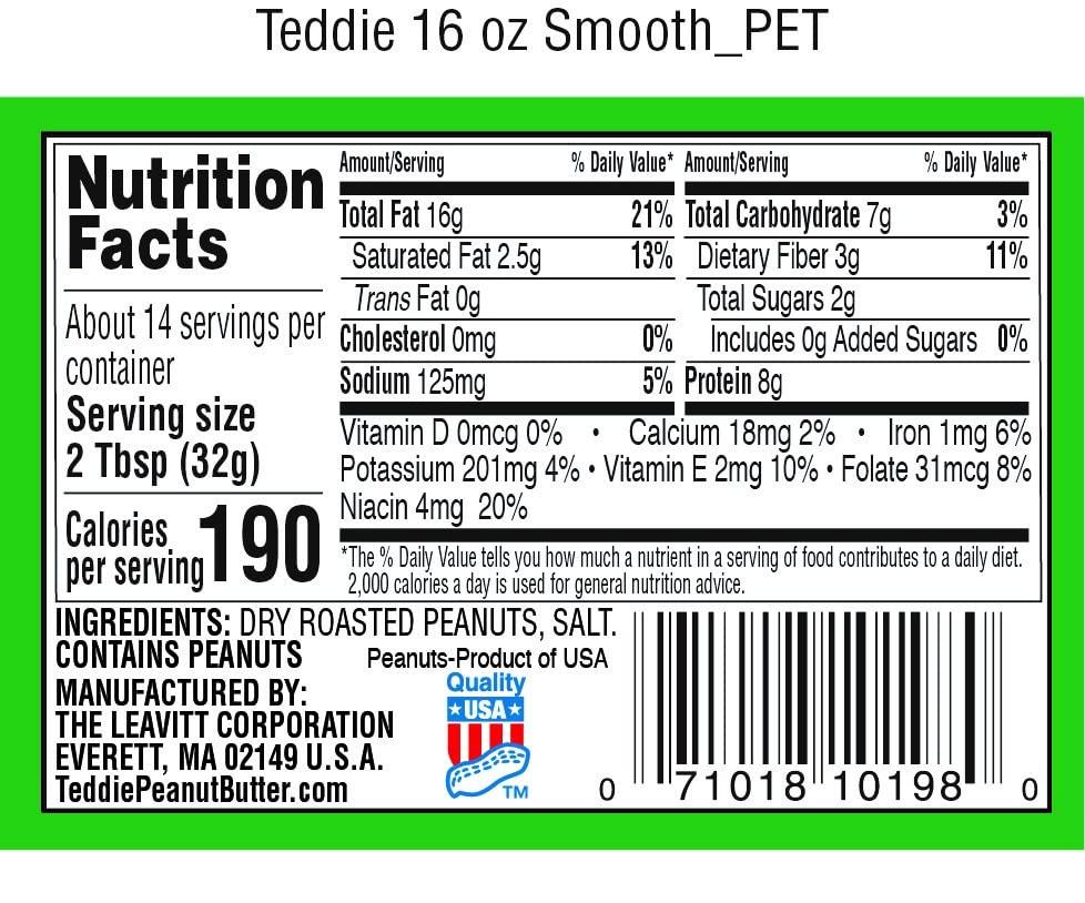Teddie Teddie All Natural Old Fashion Smooth Peanut Butter (Pack of 3)