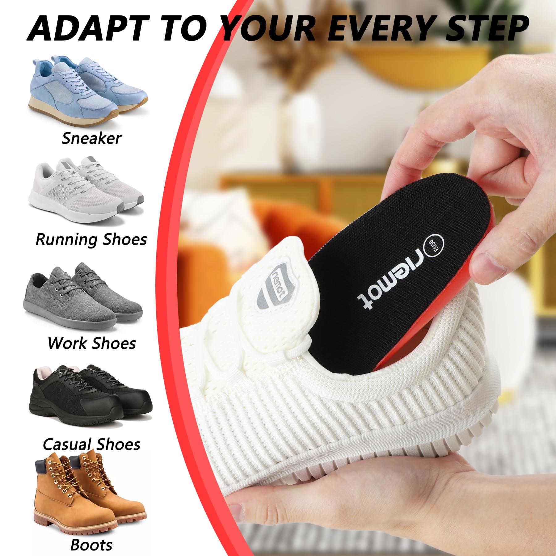 riemot riemot Arch Support Insoles for Men All-Day Comfort Gel Sport Shoe Inserts Replacement Cushioning Shock Absorbing Foam Insoles for Running Shoes Sneakers Work Boots Black US 10.5/EU 43.5