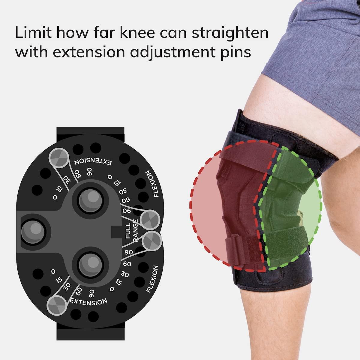 BraceAbility BraceAbility Torn Meniscus ROM Knee Brace - Hinged Post Surgery Support with Flexion Extension Control for Hyperextension and Locking Treatment, Ligament PCL or ACL Tears, Osteoarthritis Relief (M)