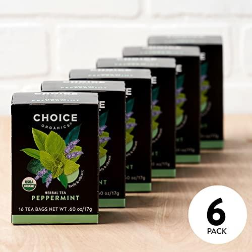 Choice Organics Choice Organics - Organic Peppermint Tea (1 Pack) - Compostable - Caffeine Free - 16 Organic Herbal Tea Bags