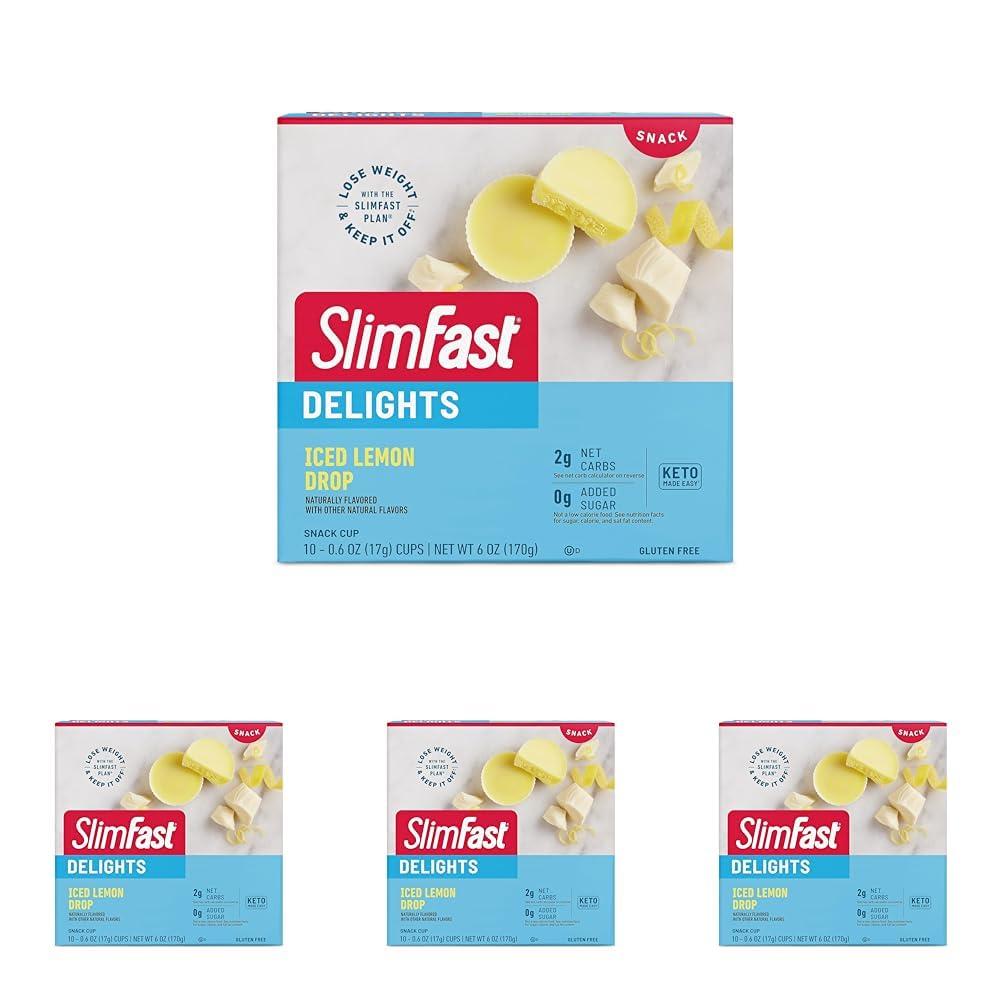 SlimFast SlimFast Delights Iced Lemon Drop Snack Cup, 10 Count (Pack of 4)