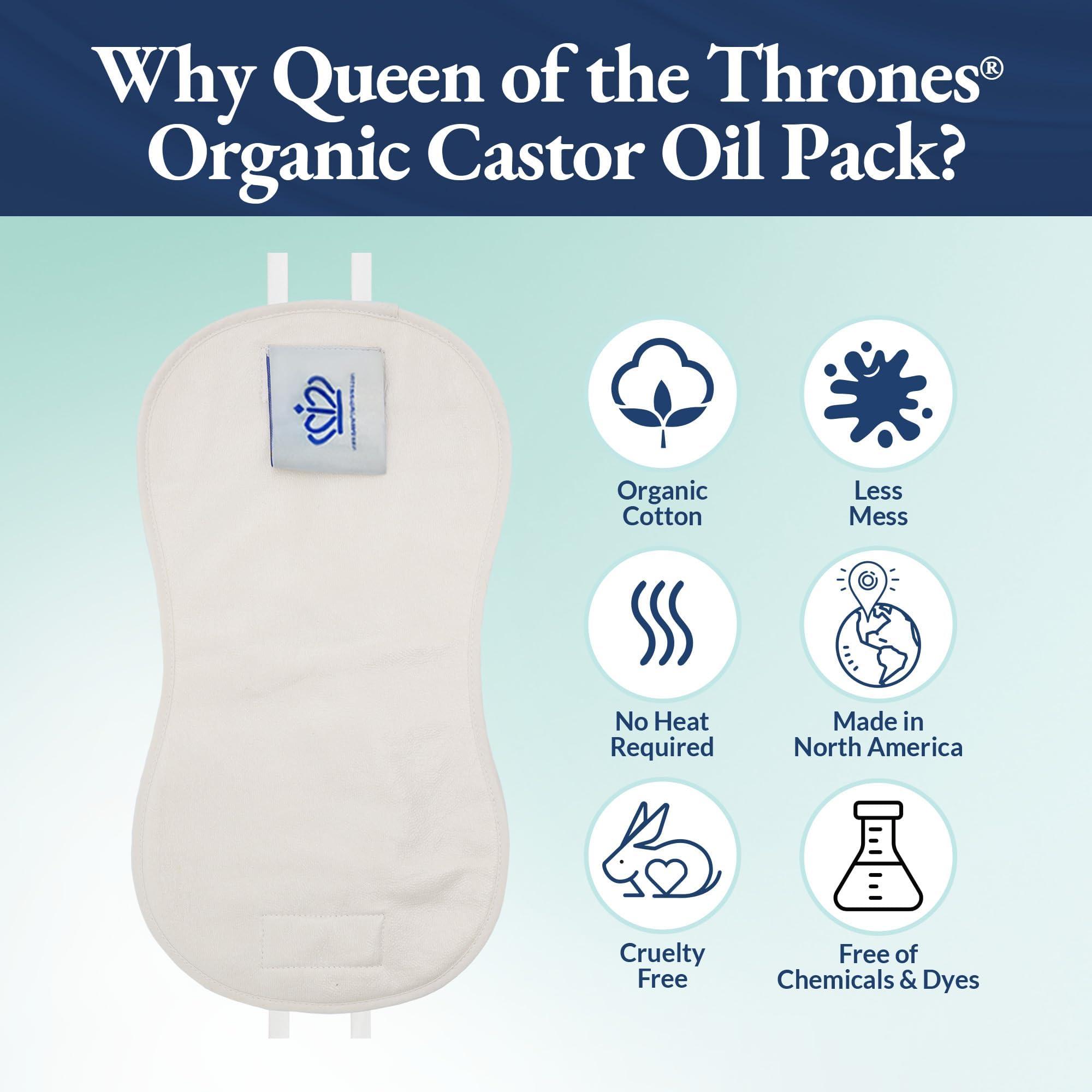 QUEEN OF THE THRONES QUEEN OF THE THRONES Castor Oil Pack for Kids - Heatless, Less-Mess, Reusable - Organic Cotton Flannel, Comfort Fit, Soft Straps & Naturopathic Doctor Designed (Castor Oil Sold Separately)