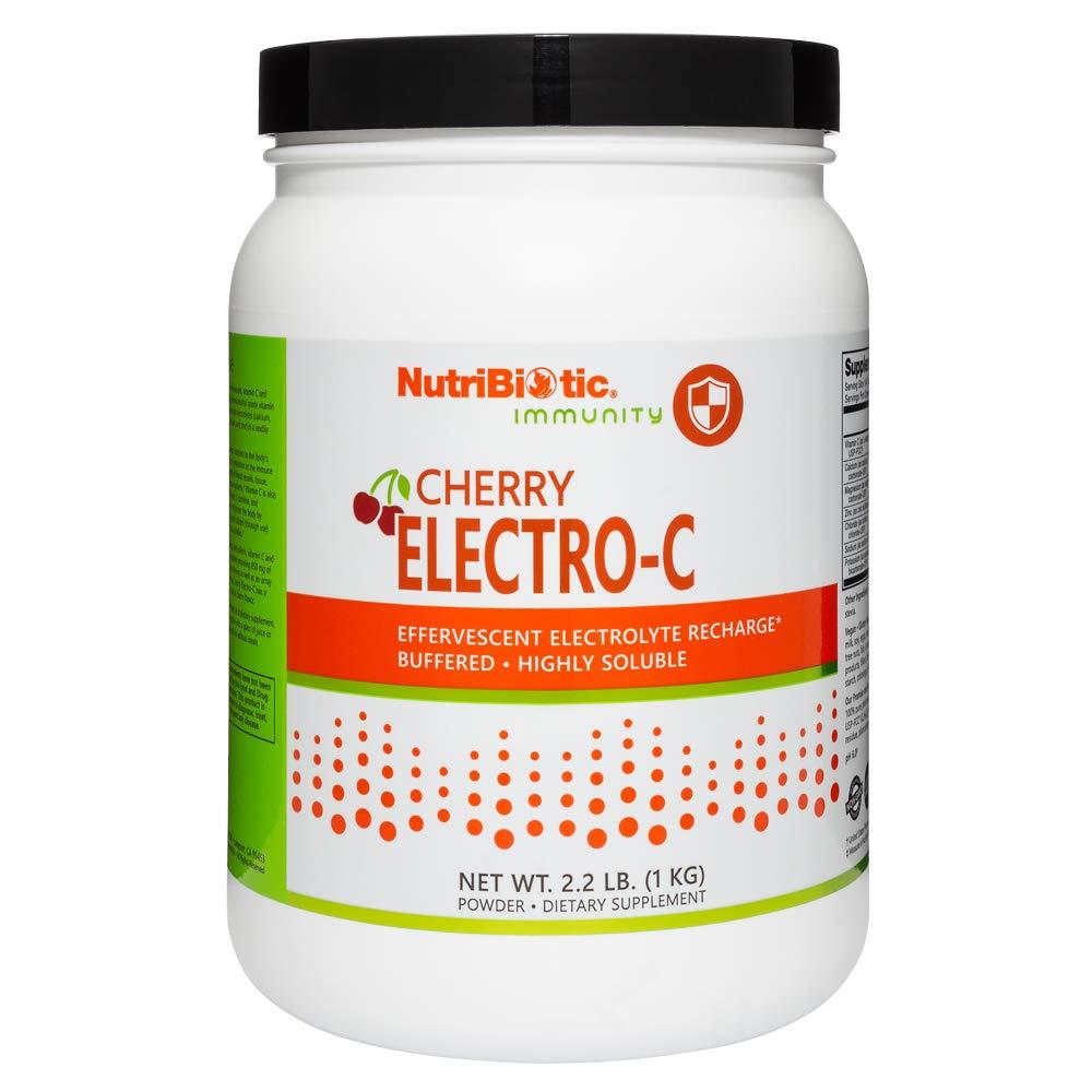 NutriBiotic NutriBiotic - Cherry Electro-C Vitamin C & Electrolyte Powder, 2.2 Lb | 850 Mg Vitamin C Per Serving | Effervescent Electrolyte Recharge | Buffered & Highly Soluble | Non-GMO & Gluten Free