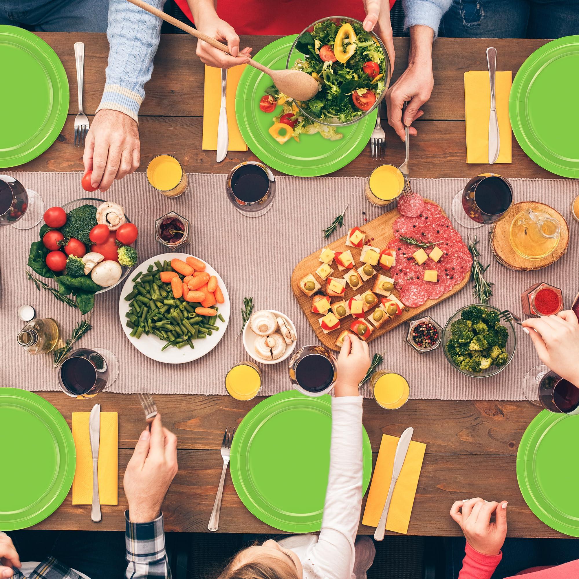 QZYL QZYL 50 PCS Disposable Paper Plates, 9 Inches Dinner Paper Plates Set, Lime Green Heavy Duty Paper Plates, Round Paper Plates for Daily Use Picnic Anniversary Birthday St Patricks Day Party Supplies