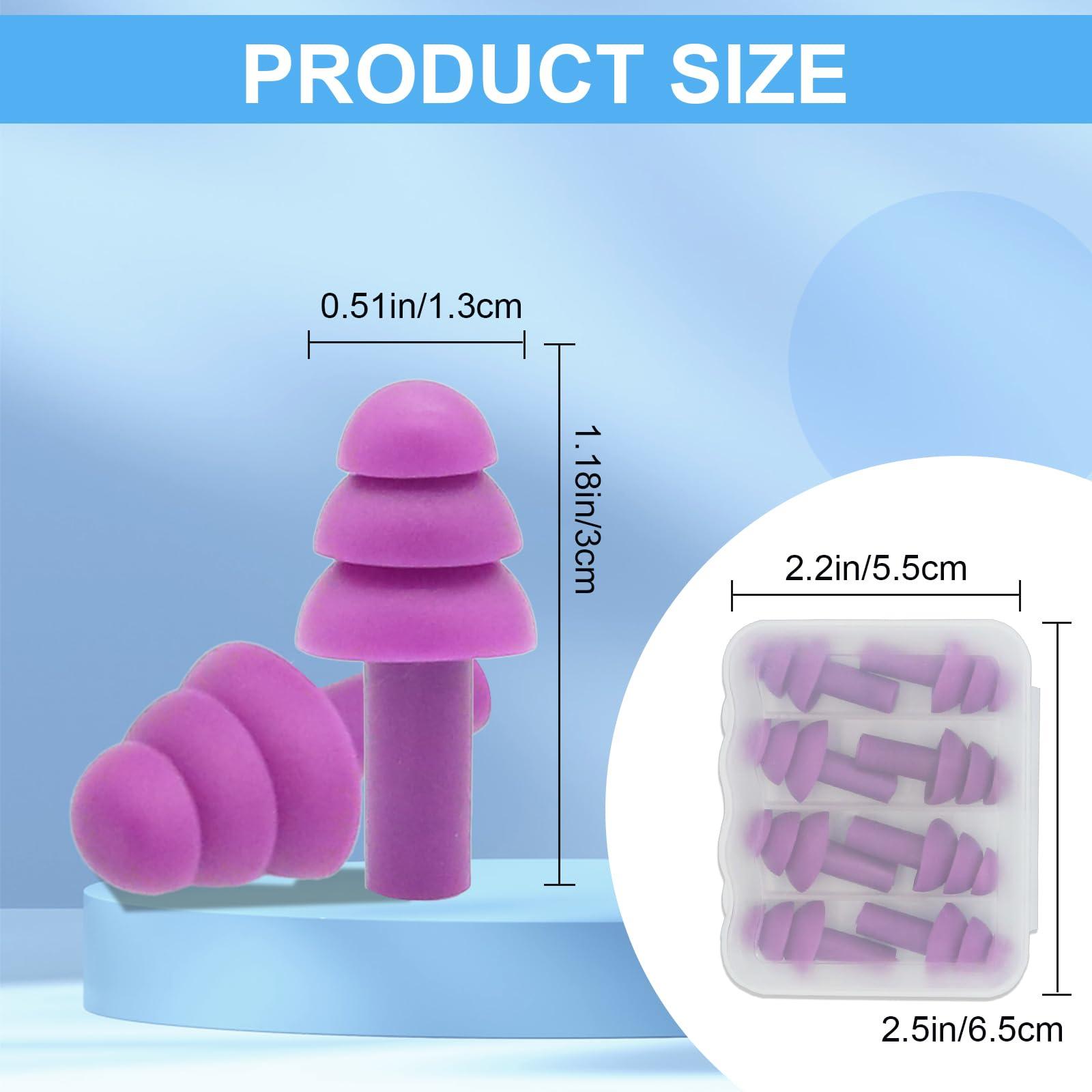 AXBUS Ear Plugs for Sleeping,12 Pair Earplugs Noise Canceling Soft Silicone Ear Plug Reusable Earplugs for Sleep,Concert,Swimming,Study,Loud Noise,Snoring(Black Blue Purple)