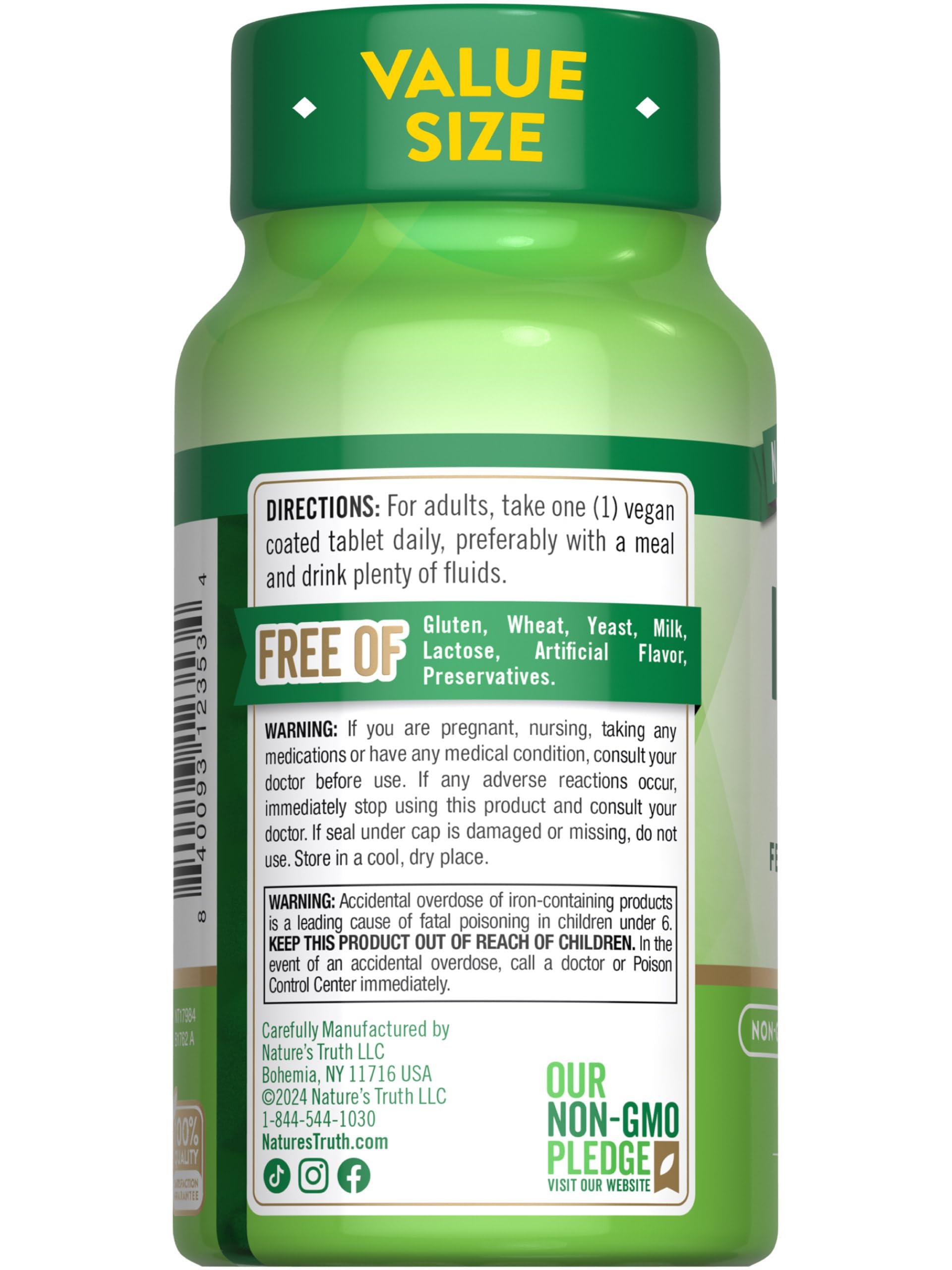 Nature\'s Truth Nature\'s Truth Iron Tablets 65mg | 240 Count | 325mg Ferrous Sulfate | Vegan, Non-GMO & Gluten Free Supplement