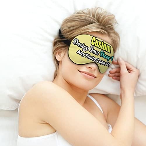 HXHX Personalized Sleep Mask - Custom Eye Mask Add Picture Logo or Text, Adjustable/Soft/Light Blocking, Design Your Own Customized Eye Mask for Kids Women Men Khaki Style17