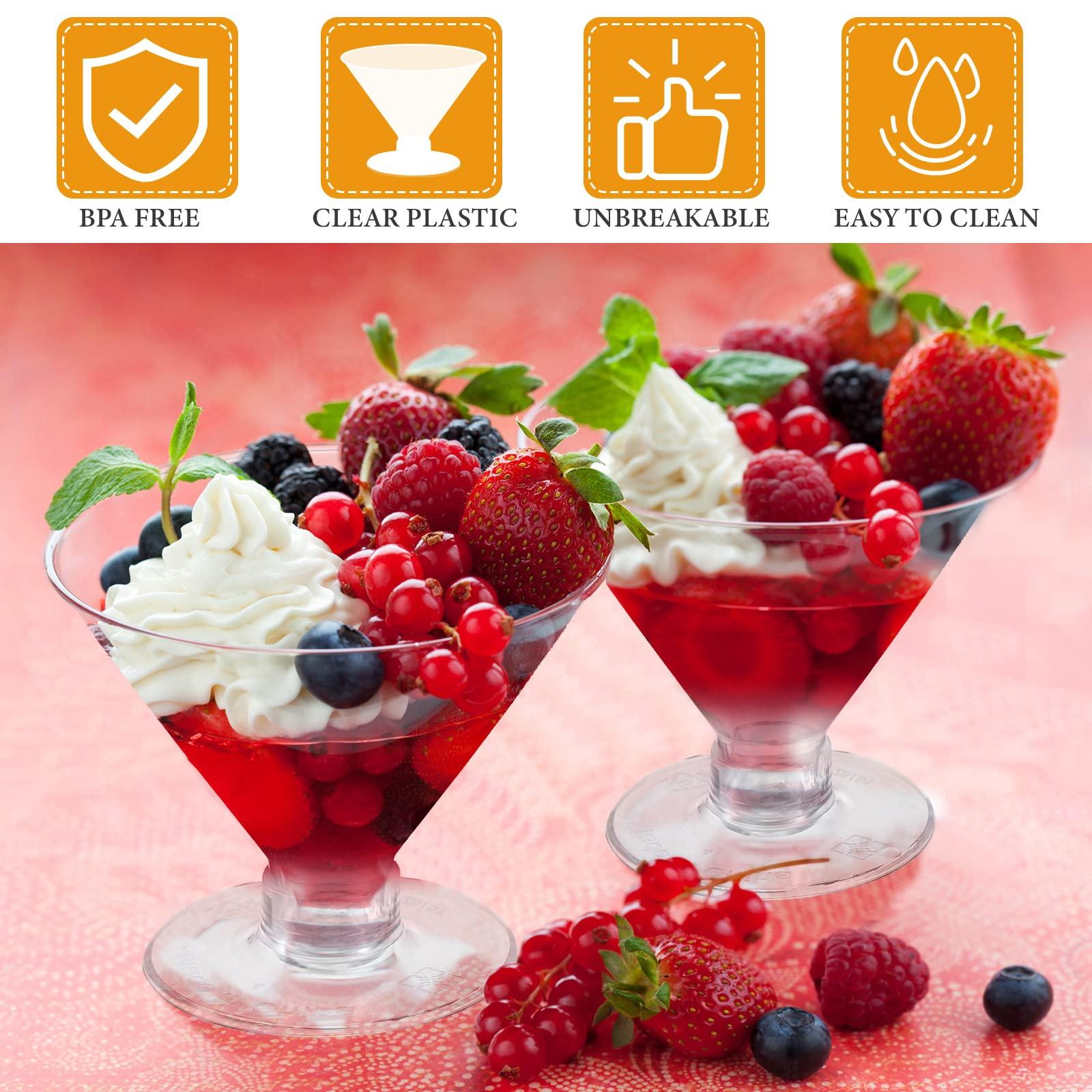 Yinkin Yinkin 100 Pcs Plastic Martini Glasses 2oz 5oz 7oz Clear Cocktail Dessert Parfait Glasses Unbreakable Mini Martini Cups for Wedding Party Bowl Wine Ice Cream (5 oz)