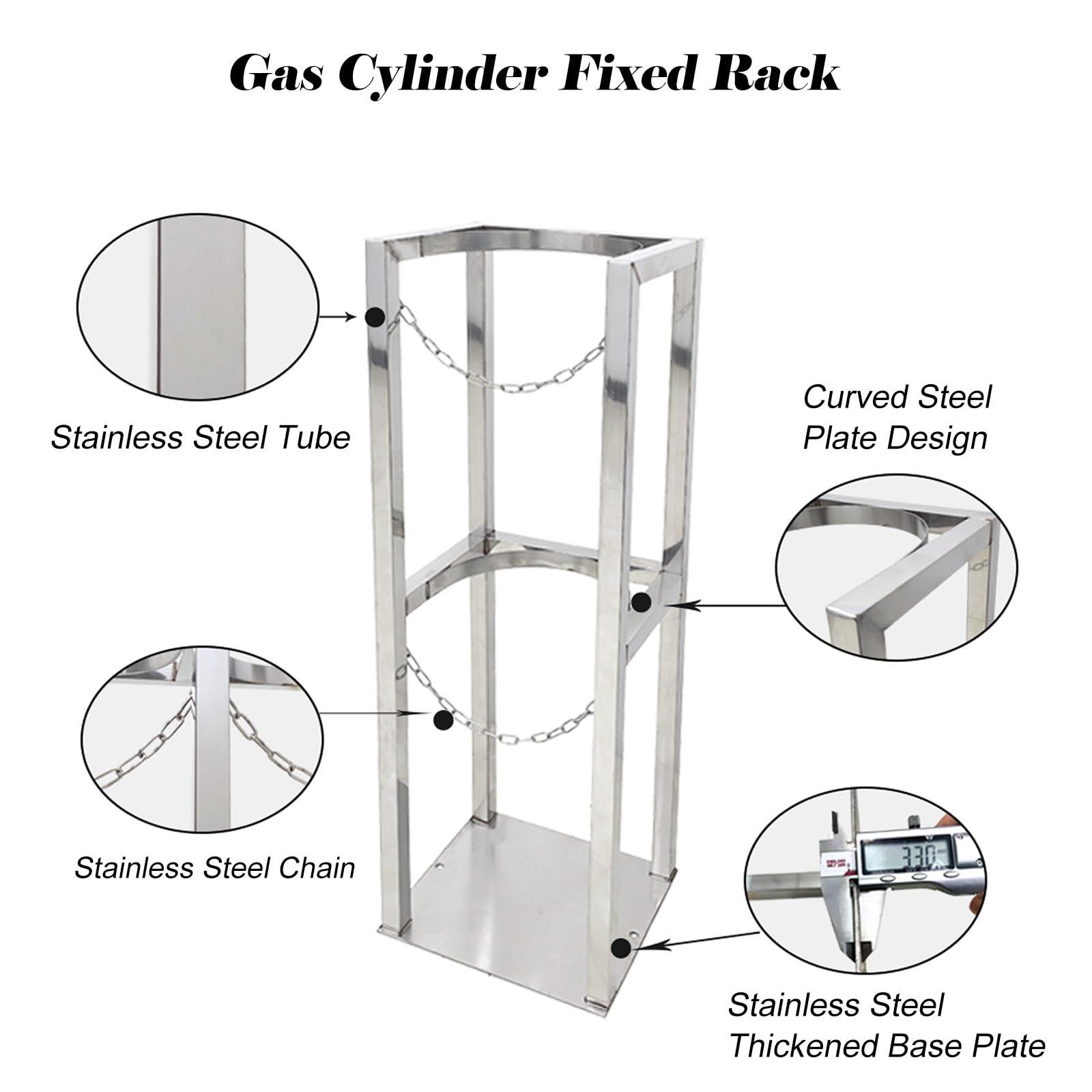 MZZKFC MZZKFC 40 60 100 CM Heigh Gas Cylinder Organizer Shelf with Protective Chain, 304 Stainless Steel Gas Cylinder Storage Rack, Factory/Lab Gas Cylinder Holder(Inlet 6.3 in-8.7 x 7.9 x 15.7 in)