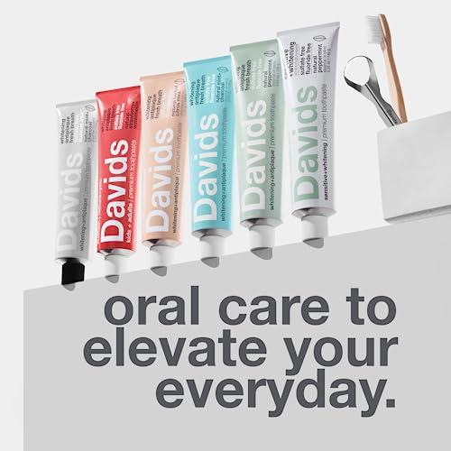 Davids Davids Charcoal Toothpaste for Enhanced Teeth Whitening, Peppermint, Antiplaque, Flouride Free, SLS Free, Enamel Safe, Toothpaste Squeezer Included, Recyclable Metal Tube, 5.25oz