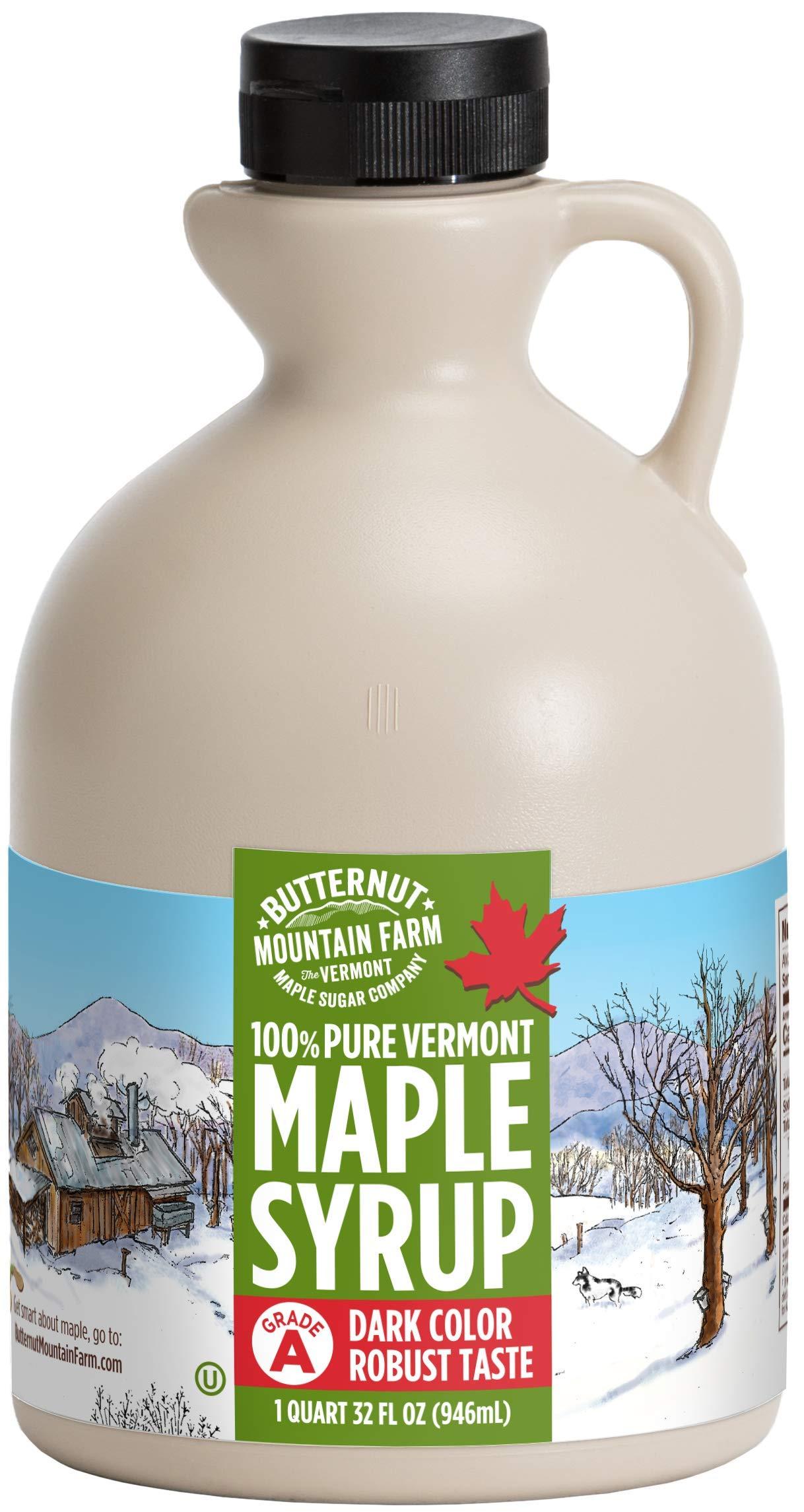 Butternut Mountain Farm Butternut Mountain Farm Pure Vermont Maple Syrup, Grade A, Dark Color, Robust Taste, All Natural, Easy Pour, 32 Fl Oz, 1 Qt (Prev Grade B)