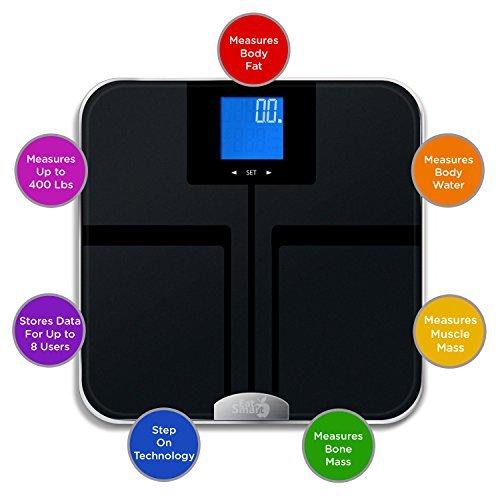 EatSmart EatSmart Digital Body Fat Scale with Auto Recognition Technology, Black