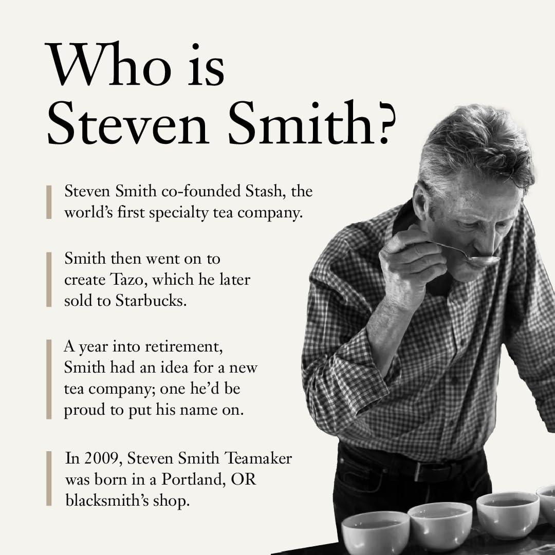 STEVEN SMITH TEAMAKER Smith Teamaker | Jasmine Silver Tip No. 96 | Caffeinated Green Tea with Jasmine Blossoms | Scented Full Leaf Green Tea (15 Sachets, 1.3oz each)