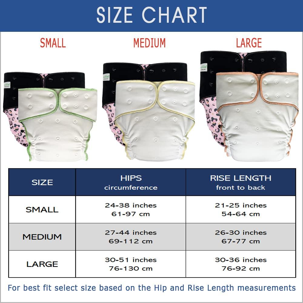 Ecoable Adult Nighttime Diaper Set - Day or Night Incontinence Protective Briefs for Special Needs Teens, Men and Women (Medium, Purple Camo)