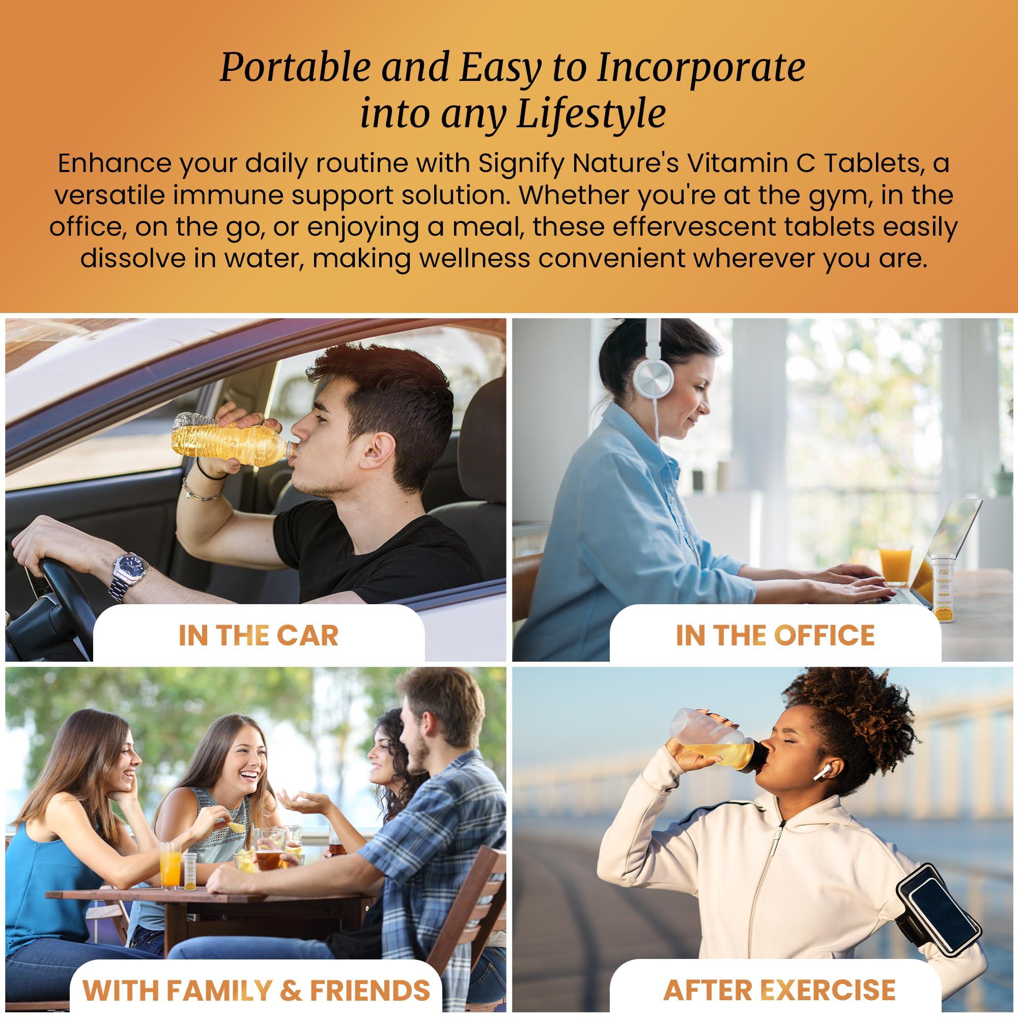 SIGNIFY NATURE SIGNIFY NATURE Vitamin C 1000mg Effervescent Tablets - Potent Immune Support VIT C with Zinc Supplement - Sugar-Free & Vegan Formula | Dissolvable Vitamin C Tablets - Water Soluble Fizzy Elixir - 40CT