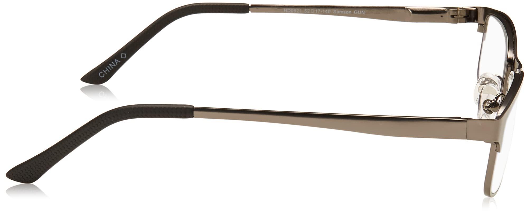 Foster Grant Foster Grant Men\'s Samson Rectangular Reading Glasses, Satin Dark Gunmetal/Transparent, 52 mm + 2.00