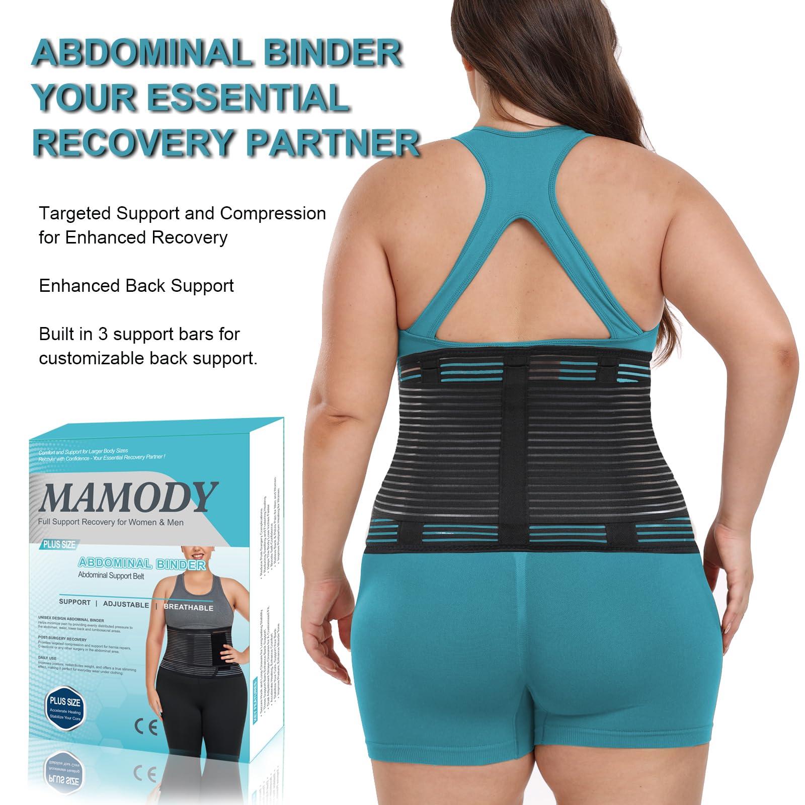 MAMODY Abdominal Binder Post Surgery Plus Size | Postpartum Belly Band Wrap | Post C Section Belly Binder | Stomach Compression Hernia Belt For Men or Women Hernia Surgery, Natural Birth, Abdominal Injuries,Hysterectomy (2XL/3XL)