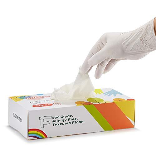 zomchain nitrile gloves Disposable Kid Gloves, Nitrile Gloves for 7-14 Years - Latex Free Gloves, Food Grade, Powder Free - for Halloween Preparation, Crafting, Painting, Gardening, Cooking, Cleaning - 100 PCS White