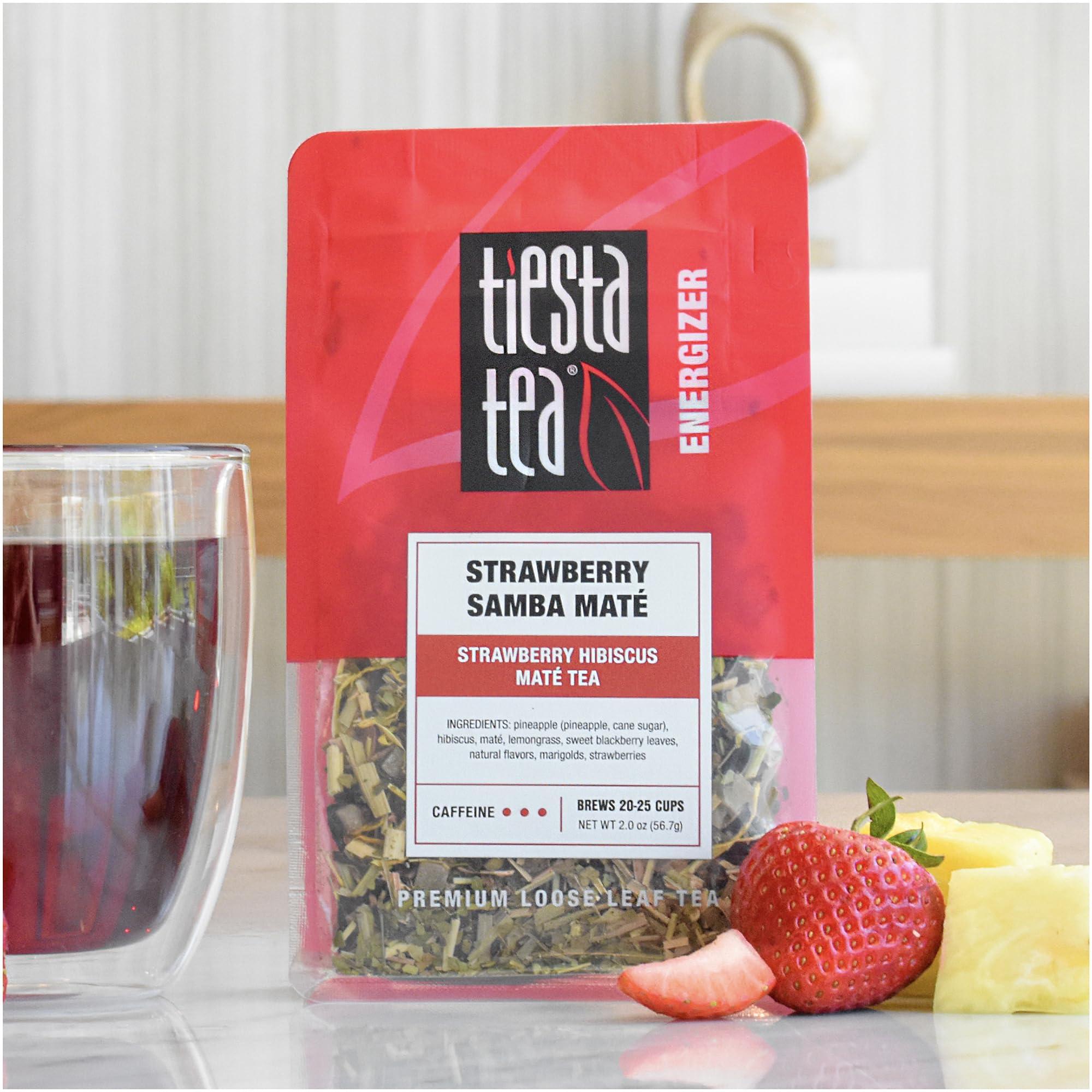 Tiesta Tea Tiesta Tea - Strawberry Samba Mate - Strawberry Hibiscus Mate Tea - Loose Leaf Tea Blend - High Caffeinated Fruit Tea - Make Hot or Iced Tea Up to 25 Cups - 2 oz Resealable Pouch