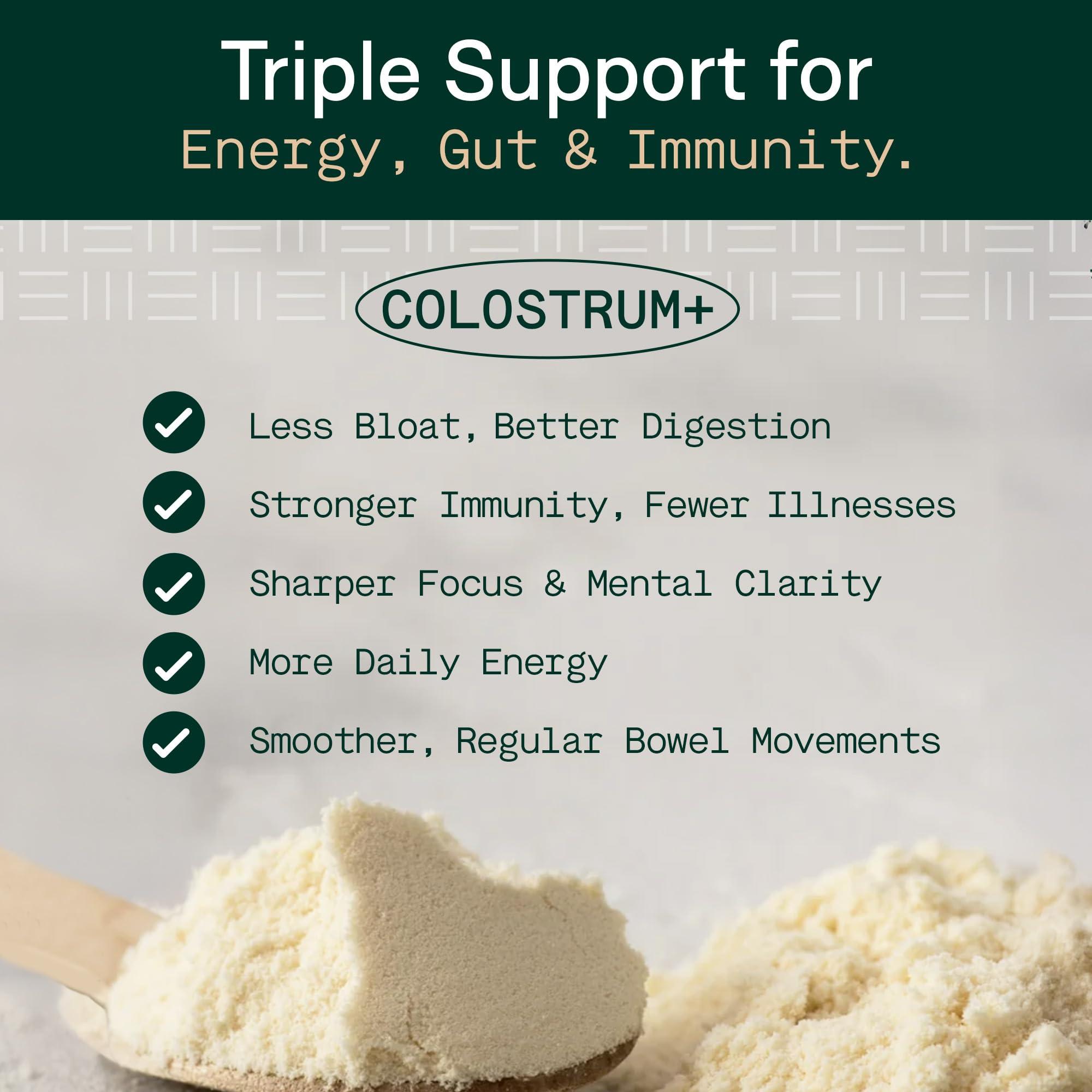 ADAPT NATURALS BY CHRIS KRESSER Adapt Naturals Colostrum Supplement with Lactoferrin & Beta Glucan, Bio-Avail Grass Fed Bovine Colostrum Powder for Gut Health, Immune Support & Vitality | Non-GMO, 2500mg, Unflavored - 30 Days Supply