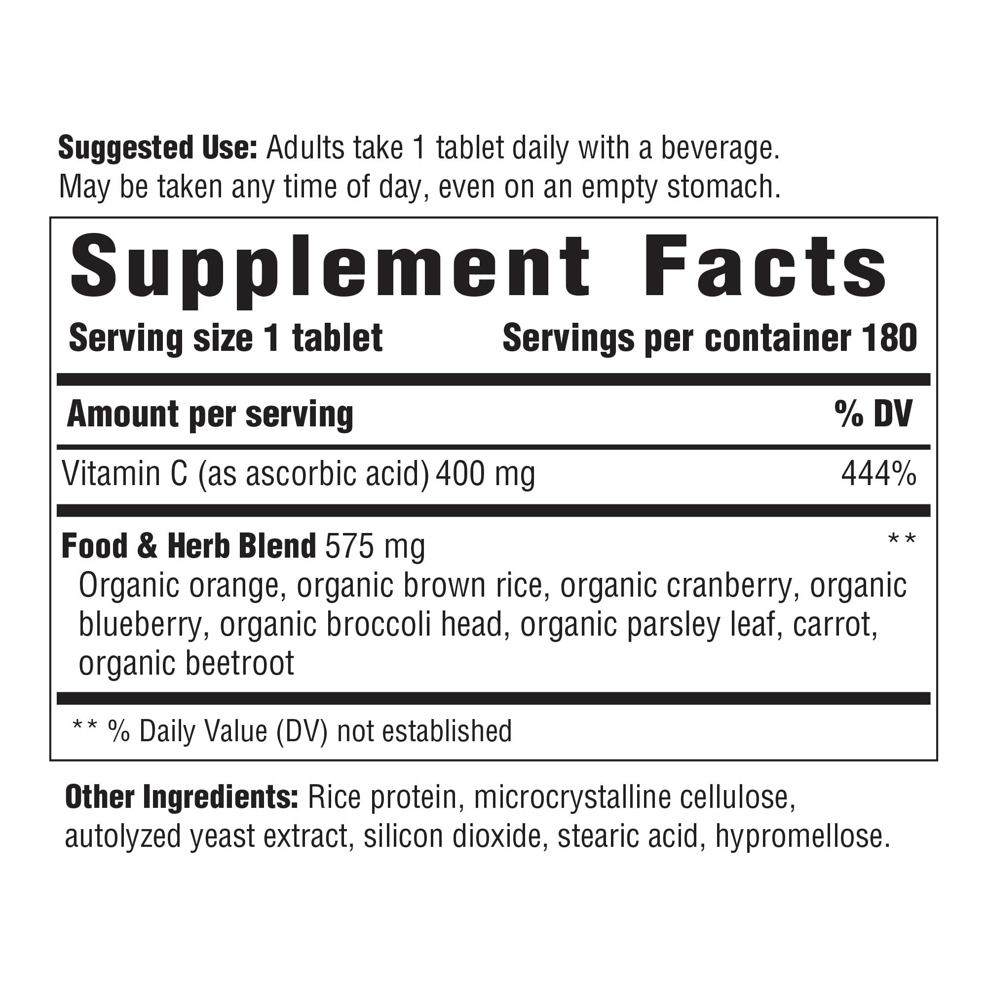 INNATE Response Formulas INNATE Response Formulas Vitamin C-400 mg - Antioxidant Vitamin C Supplement - Promotes Immune and Cellular Health - Vegan, Kosher, and Non-GMO - 180 tablets (180 Servings)