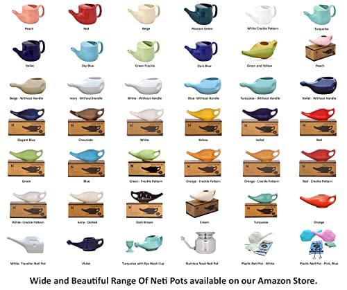 HealthGoodsIn HealthGoodsIn Ceramic Neti Pot, Dishwasher Safe, Conical Tip for Nasal Cleansing + 5 Sachet Neti Salt, Without Handle (Matte Ivory)